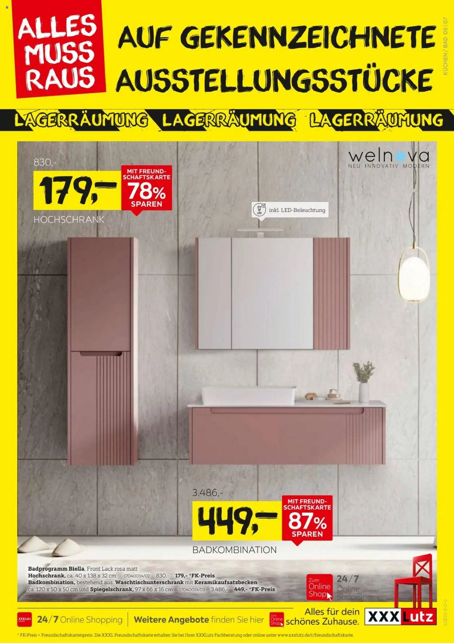 XXXLutz Größte Lagerräumung – gültig ab 10.10.2026 | Seite: 6 | Produkte: Bad, Hochschrank, Kuchen
