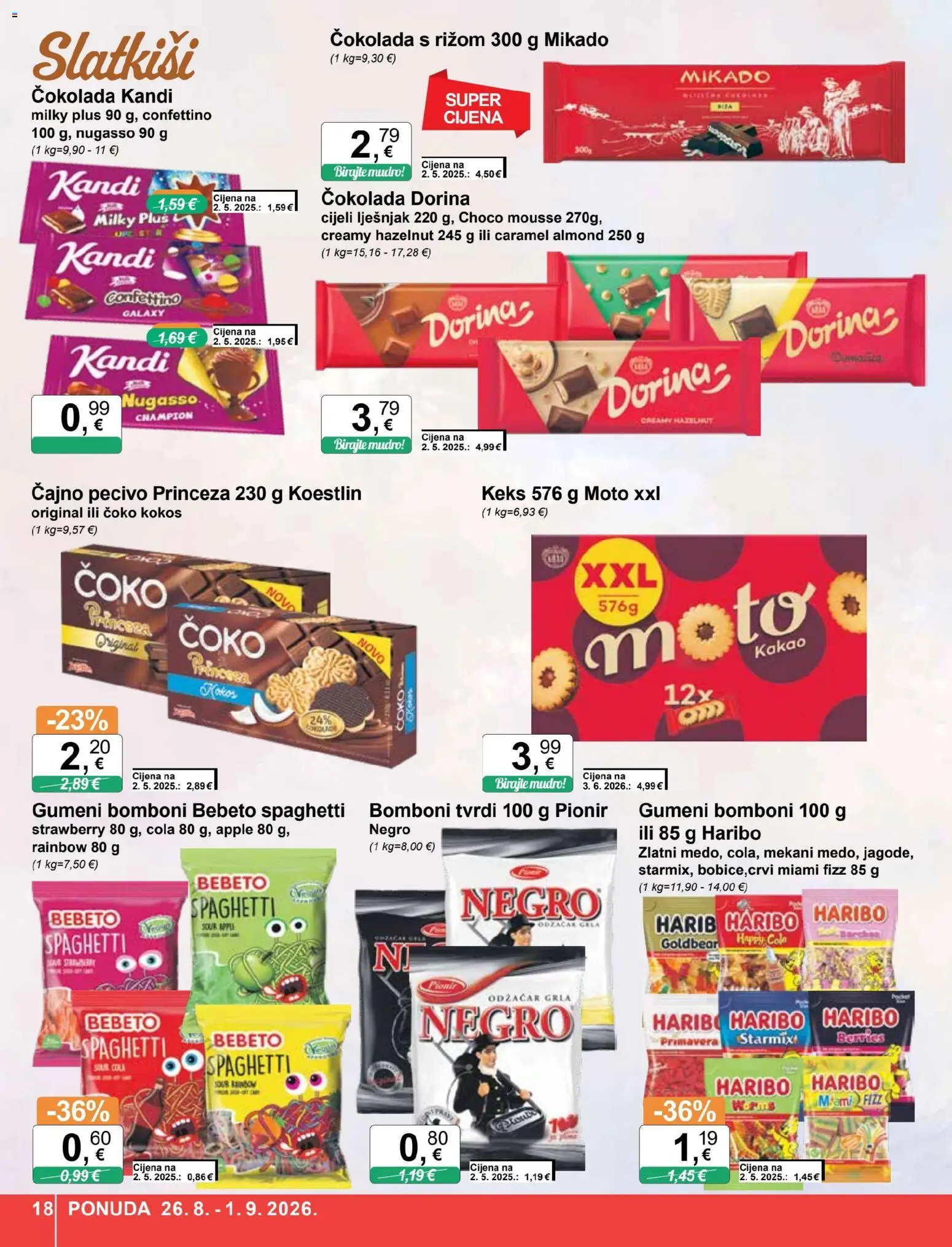 KTC katalog | vrijedi od 26.08.2026 | Stranica: 18 | Proizvodi: Bomboni, Keks, Kakao, Kokos
