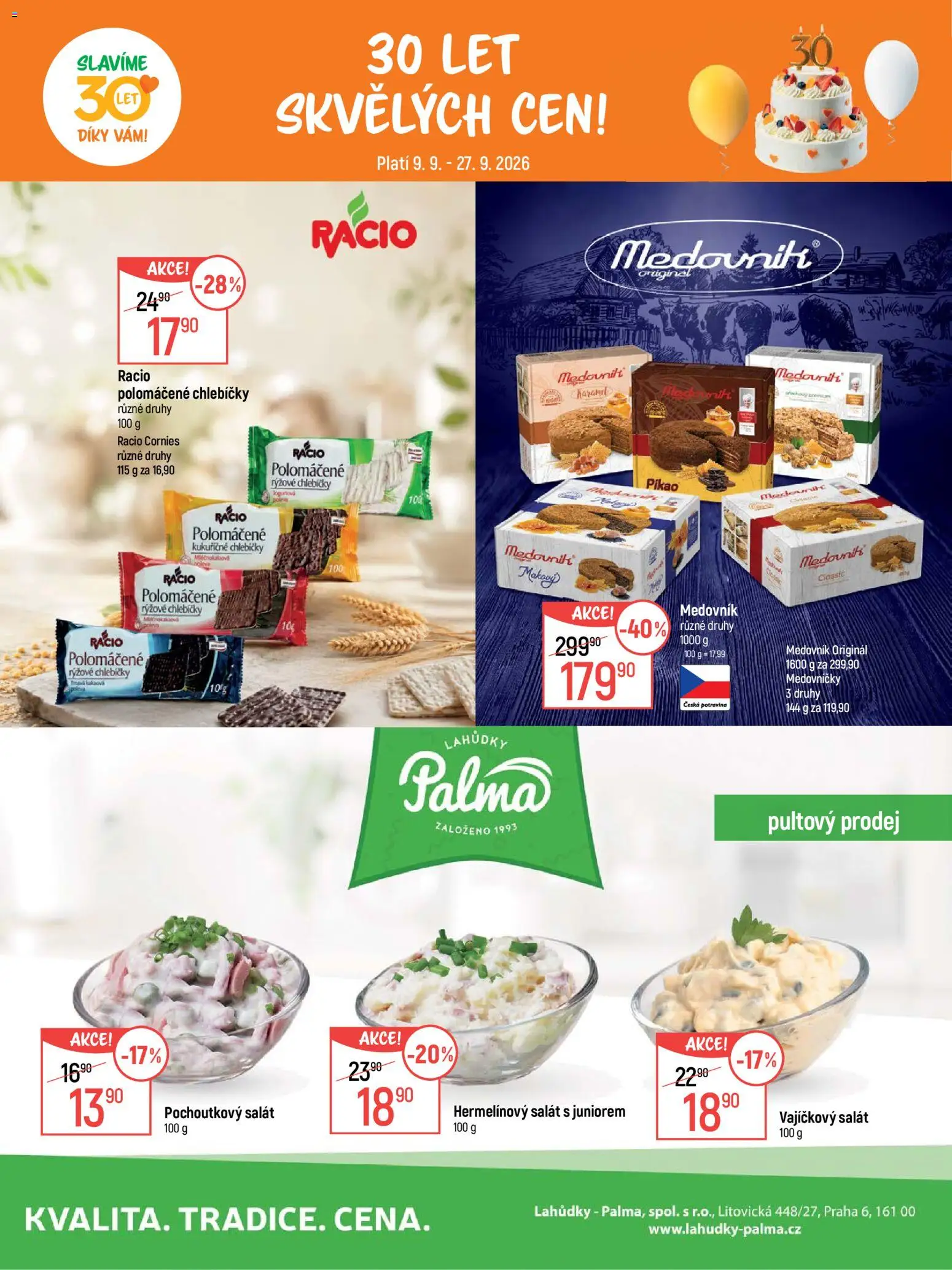 Globus leták - Pomáháme 30 let od 09.09.2026 | Strana: 7 | Produkty: Salát, Medovník, Kukuřičné chlebíčky, Rýžové chlebíčky