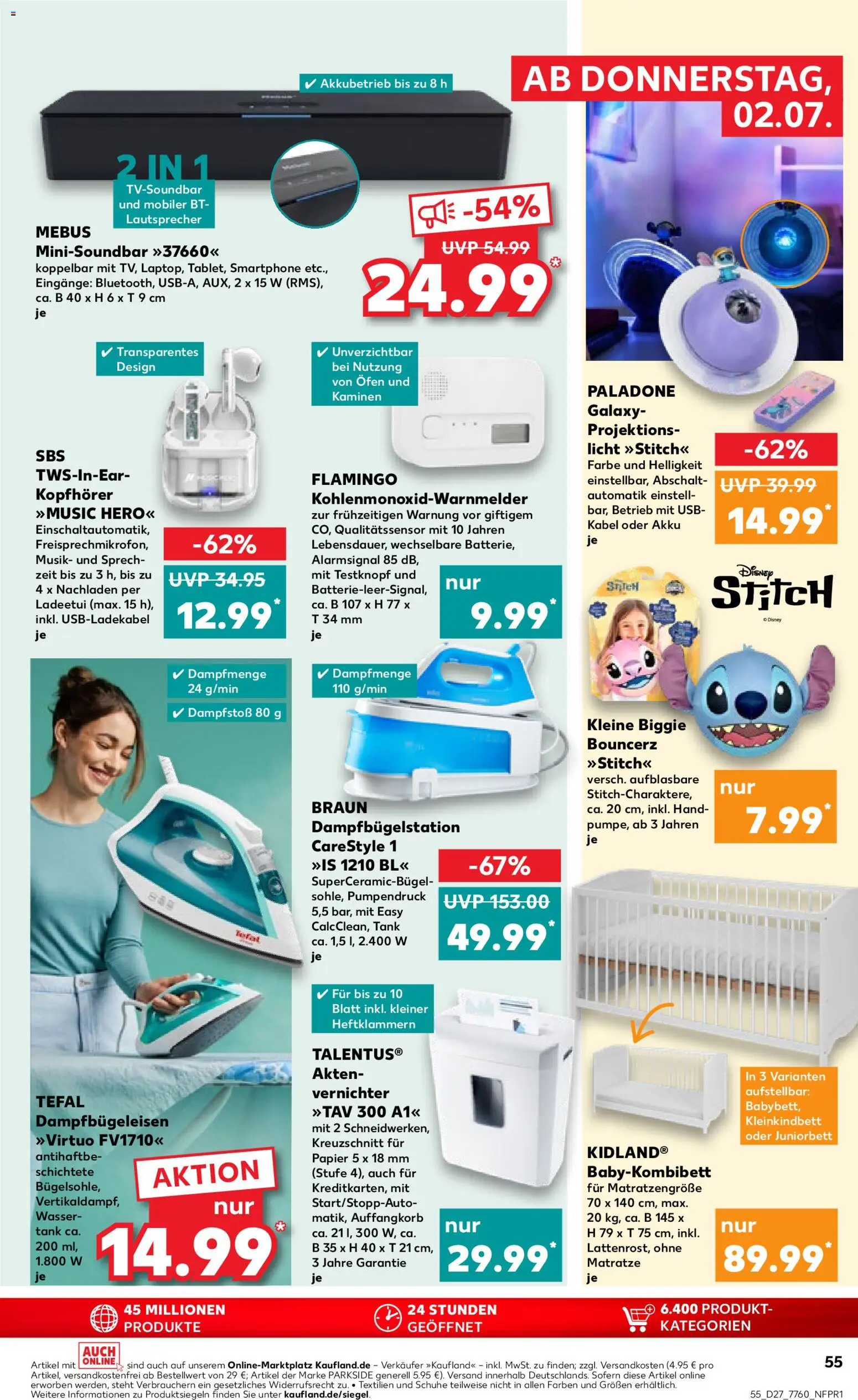 Kaufland Prospekt Stuttgart – gültig ab 02.07.2026 | Seite: 55 | Produkte: Lautsprecher, Matratze, Wasser, Kopfhörer