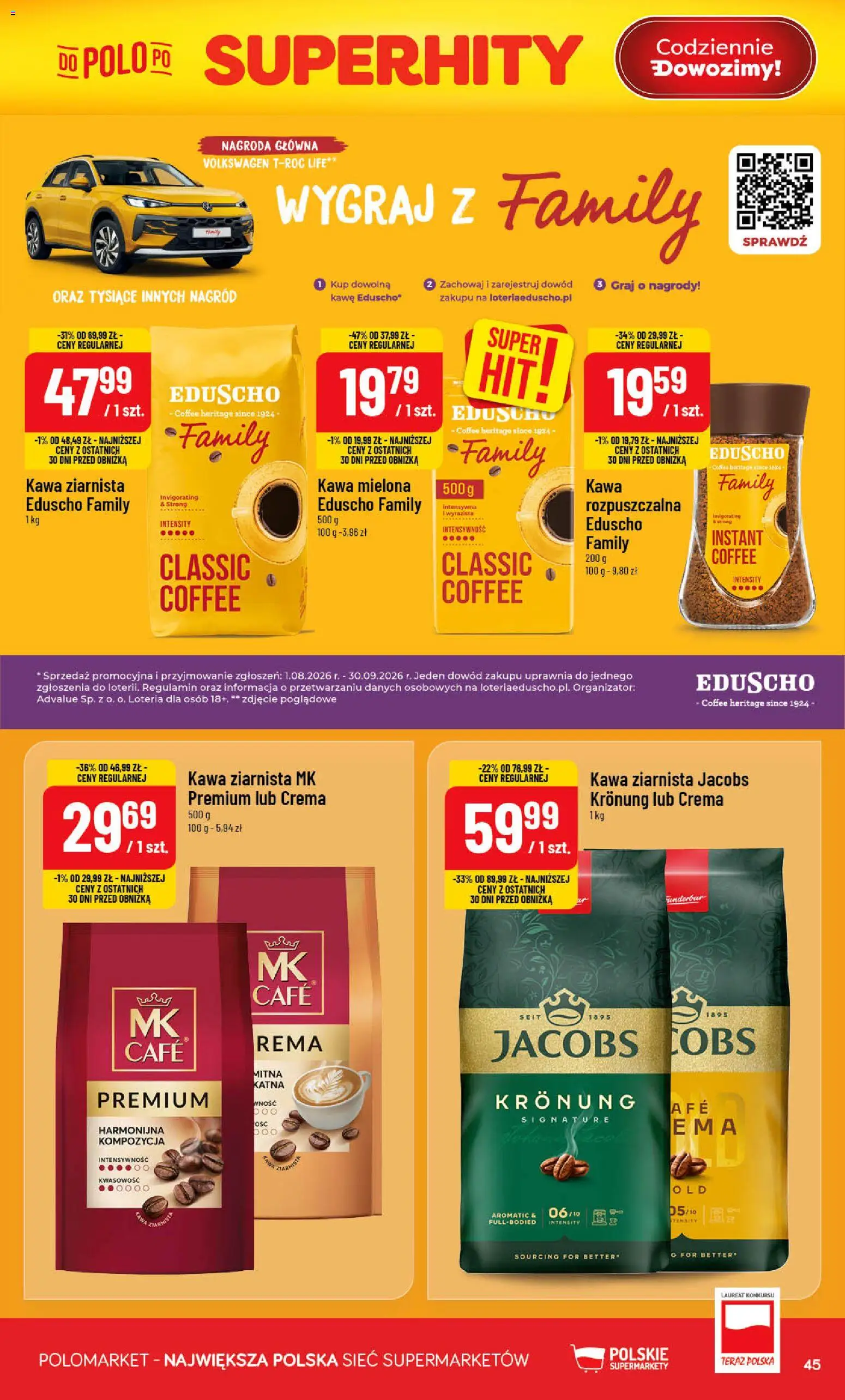 POLOmarket gazetka od 19.08.2026 | Strona: 45 | Produkty: Jacobs, Kawa ziarnista, Kawa, Kawa mielona