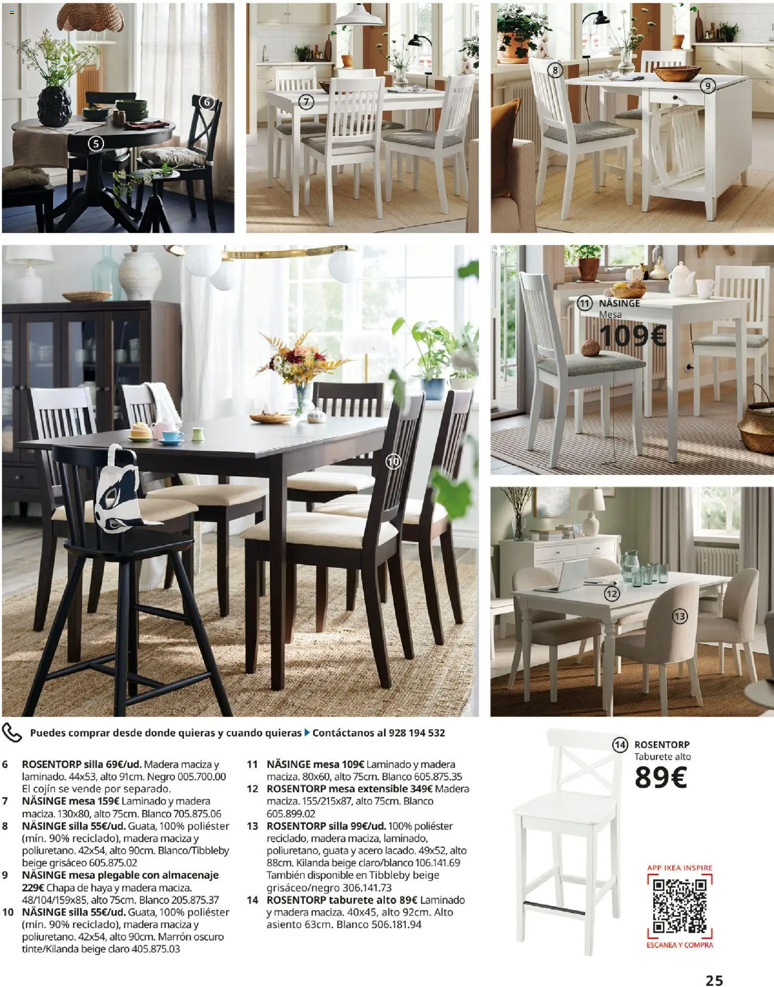IKEA - Comedores │ válido desde el 01/09/2026 | Página: 25 | Productos: Mesa plegable, Cojín, Mesa, Silla