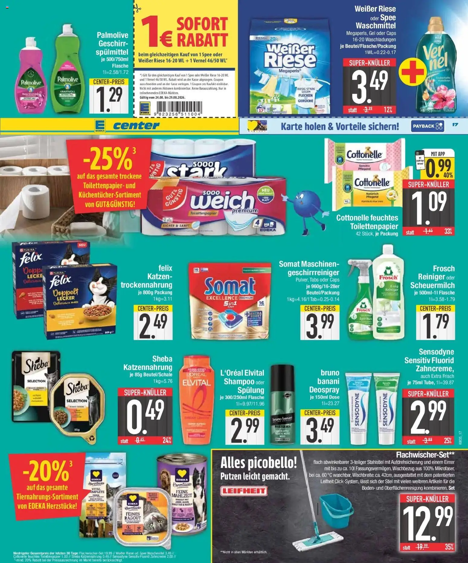 Edeka Prospekt Unterhaching (ab 24.08.2026) » Angebote Online | Seite: 17 | Produkte: Shampoo, Spee, Vernel, Feuchtes Toilettenpapier
