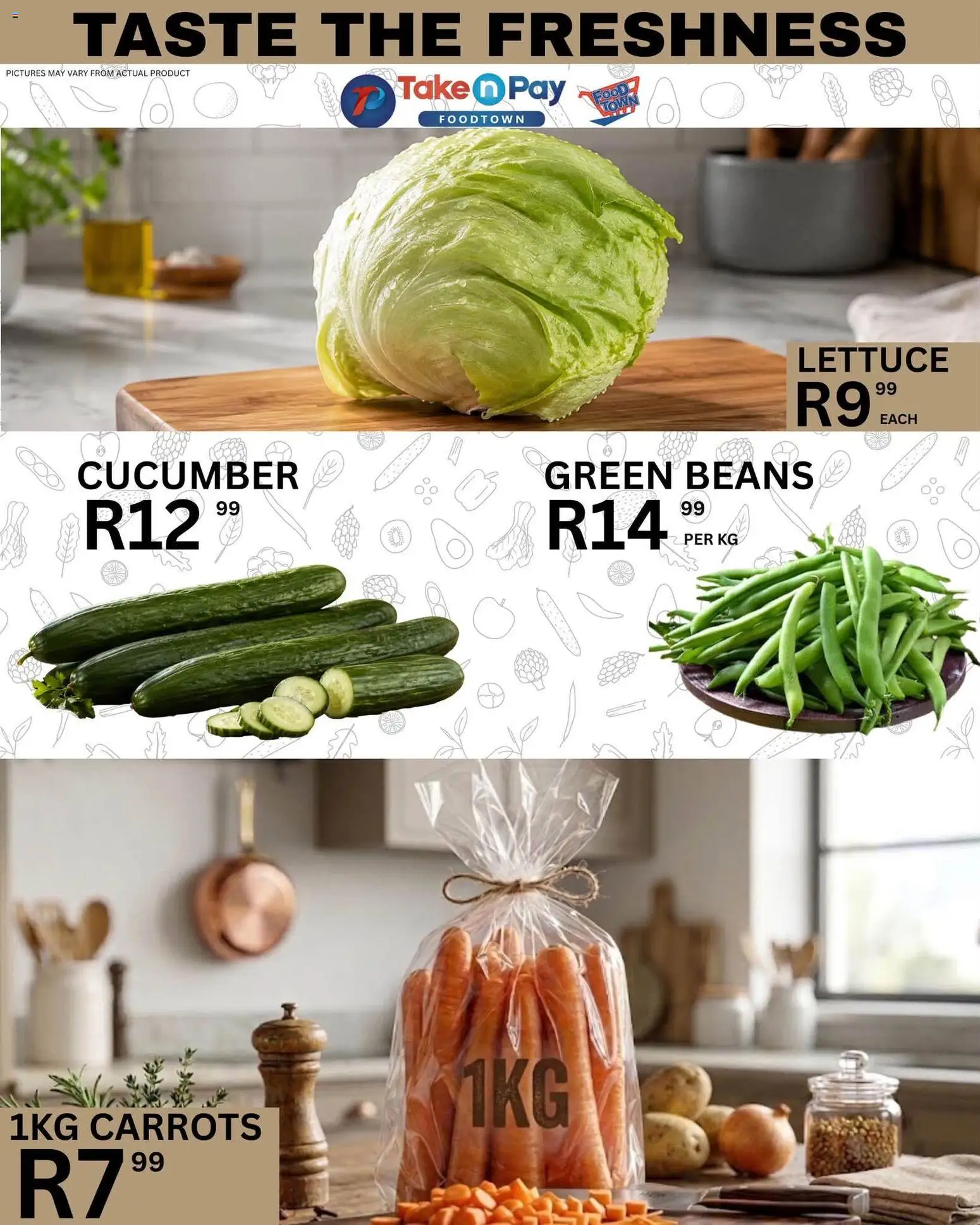 New Take n Pay catalogue – valid from 21/07/2026 | Page: 5 | Products: Beans, Carrots, Lettuce