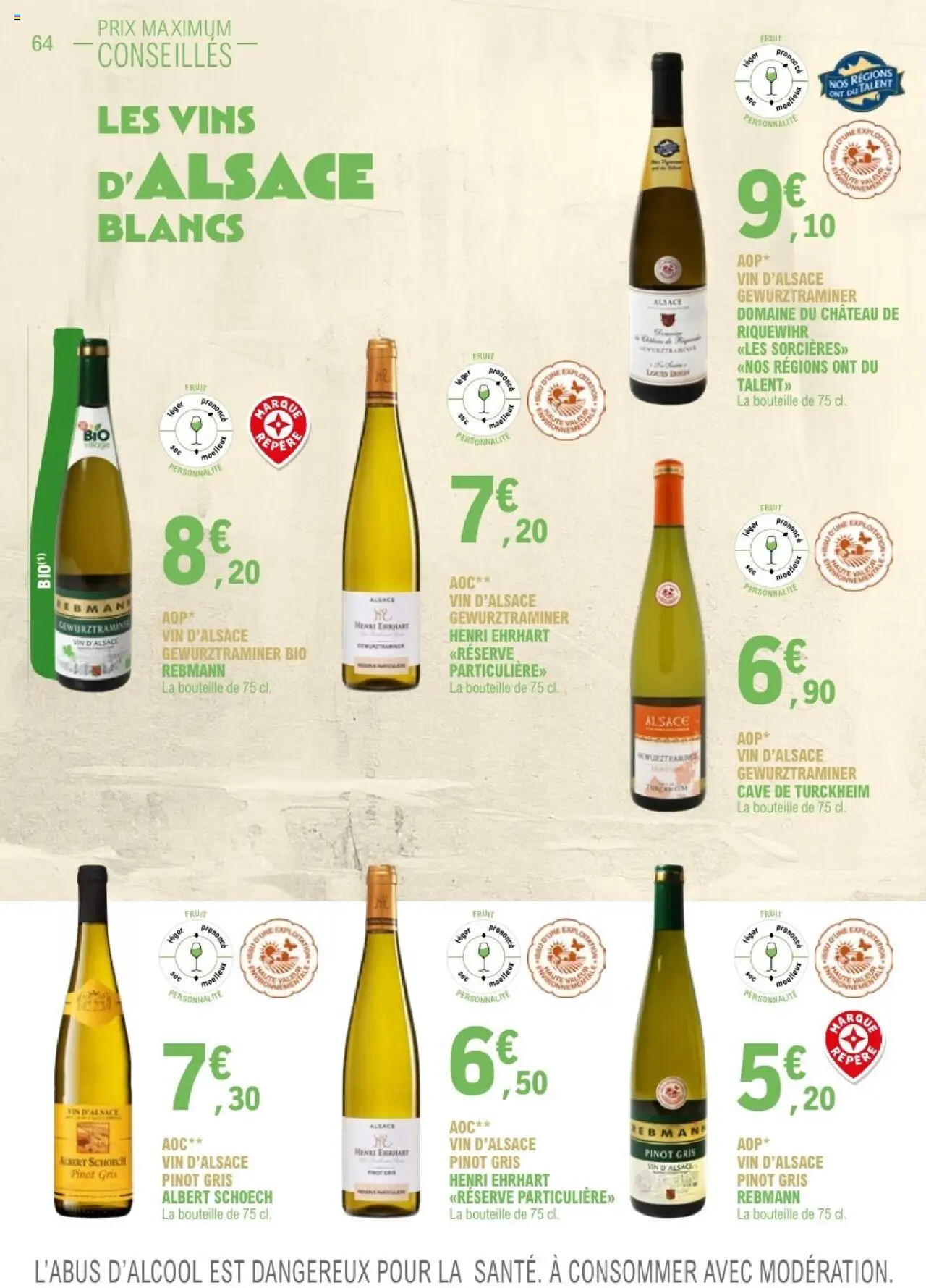 {H1} | Page: 64 | Produits: Gewurztraminer, Pinot gris, Bouteille, Vin