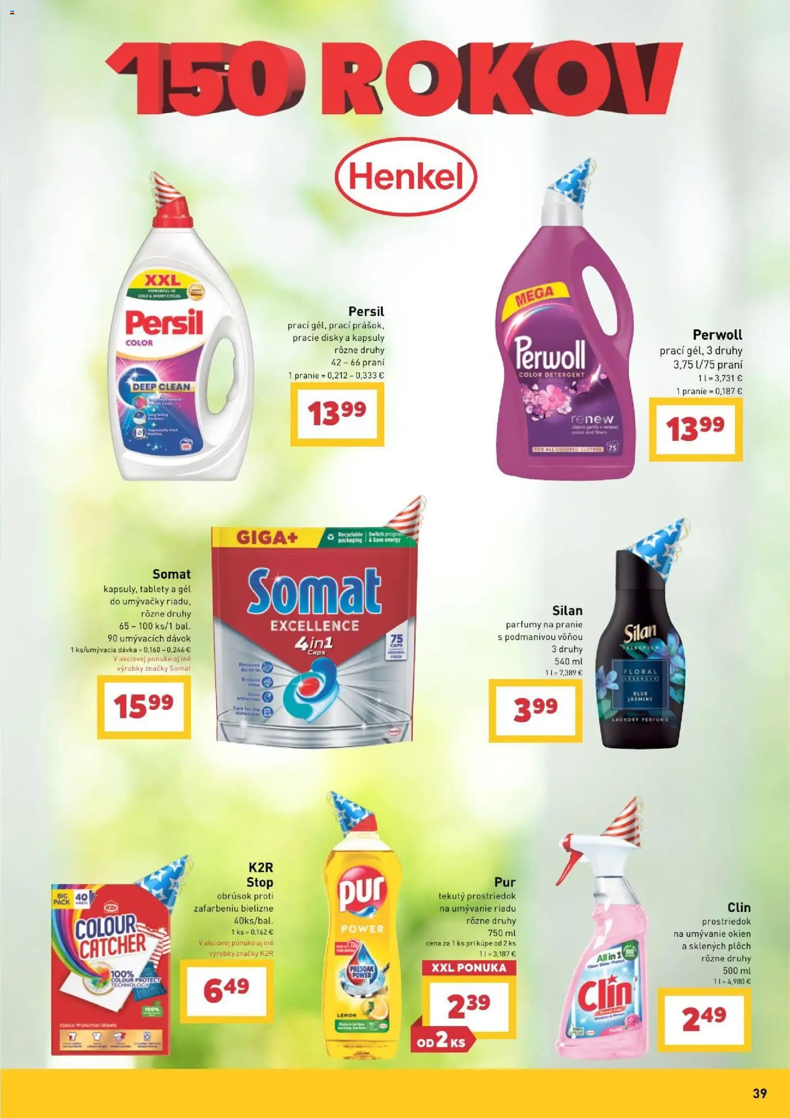 Nové Billa akcie – leták je platný od 30.09.2026 | Strana: 39 | Produkty: Persil, Perwoll, Prostriedok na umývanie riadu, Med