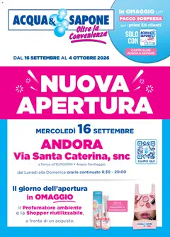 Anteprima del volantino Acqua e Sapone volantino Andora valido a partire dal 16/09/2026