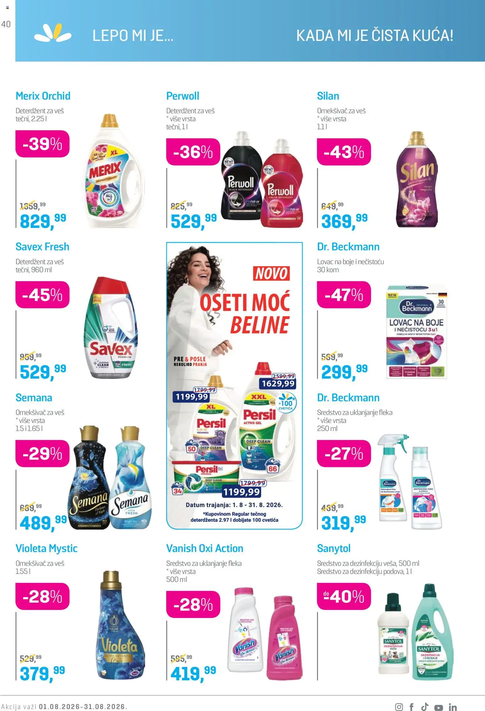 Lilly drogerie katalog - važi od 01.08.2026 | Strana: 40 | Proizvode: Deterdžent, Perwoll, Persil, Omekšivač za veš