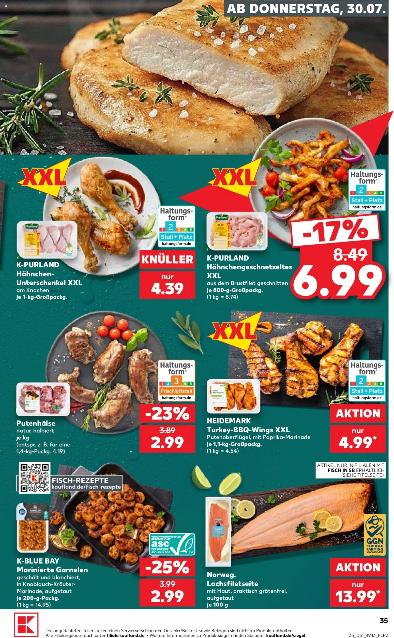 Kaufland Prospekt Köln – gültig ab 30.07.2026 | Seite: 35 | Produkte: Hahnchen, Garnelen, Fisch
