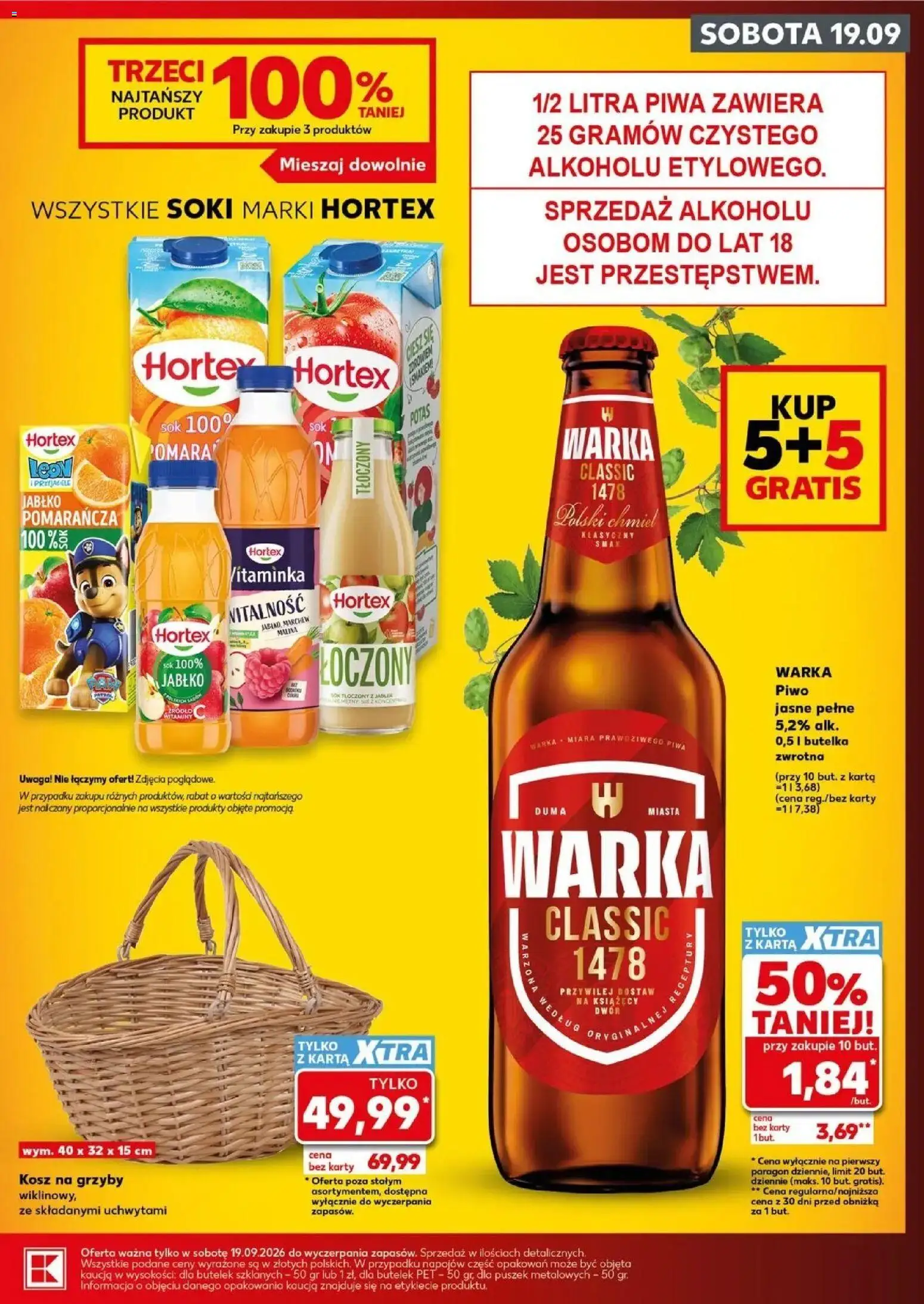 Kaufland gazetka - Super sobota od 19.09.2026 - od jutra PDF | Strona: 3 | Produkty: Karta, Grzyby, Soki, Warka
