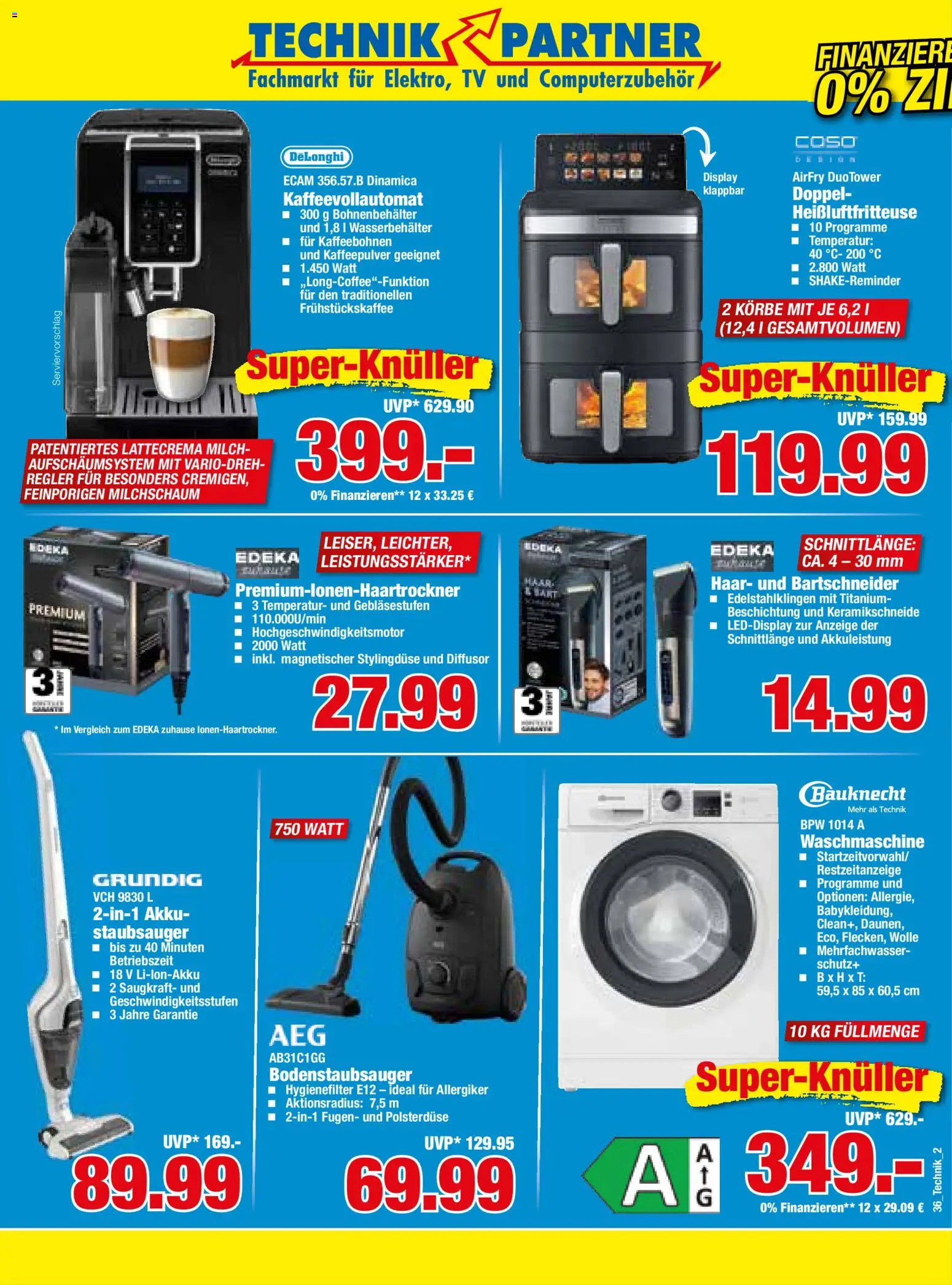 HERKULES Technik Partner – gültig ab 31.08.2026 | Seite: 2 | Produkte: Staubsauger, Milch, Heißluftfritteuse, TV