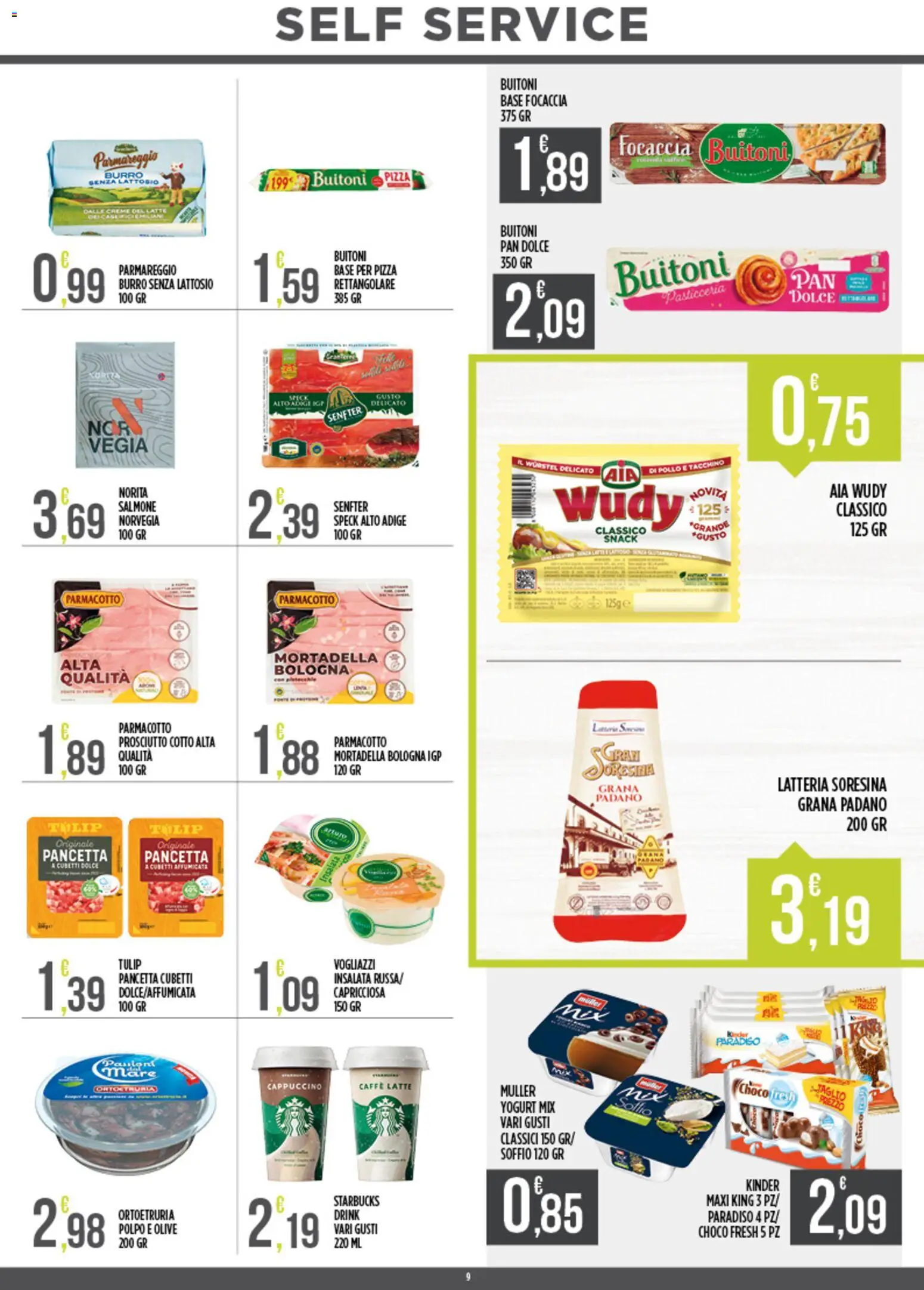 Volantino Euroesse del 05/10/2026 | Pagina: 9 | Prodotti: Pizza, Olive, Burro, Wurstel