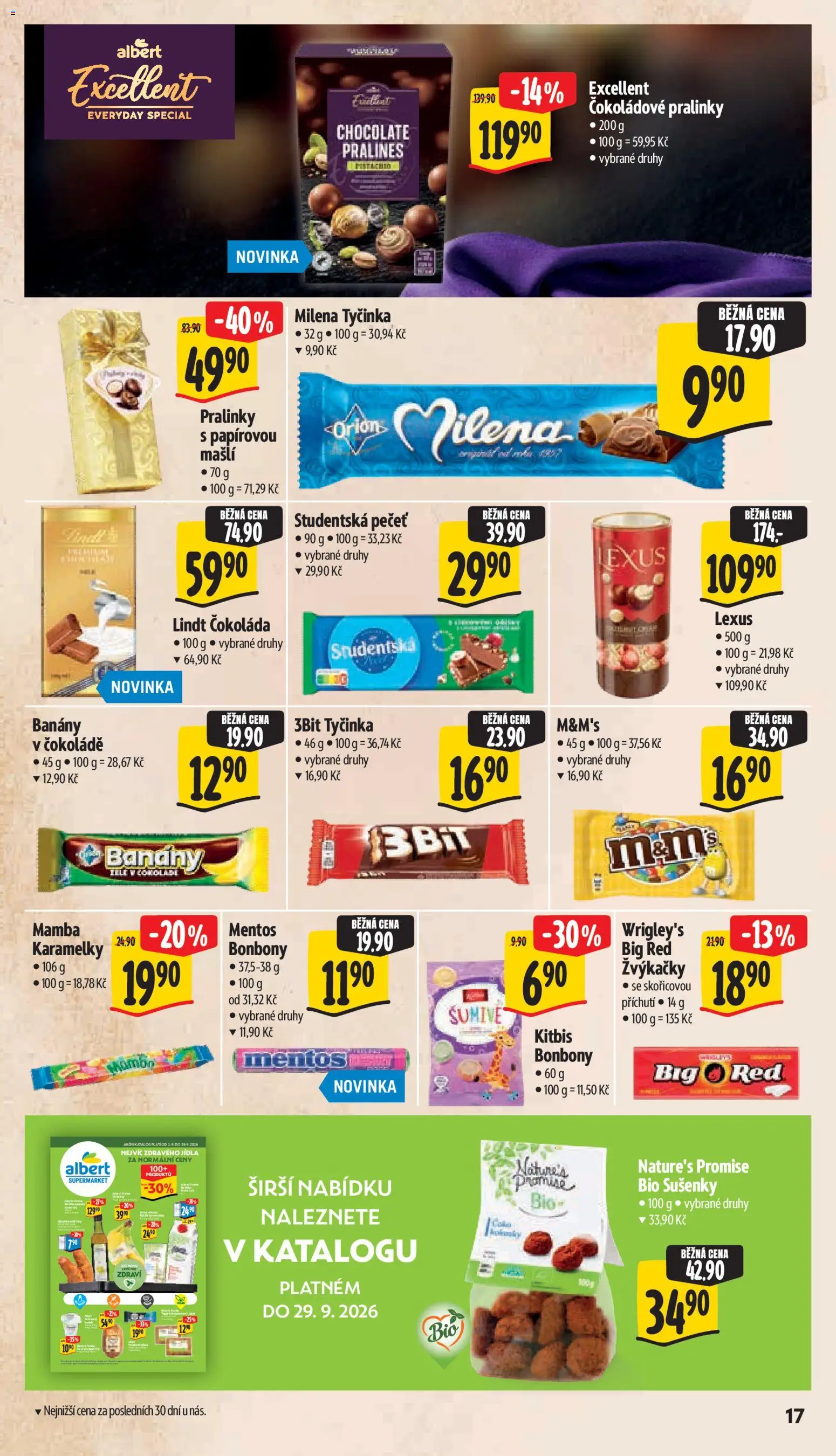 Albert leták - Supermarket - Šumperk od 16.09.2026 | Strana: 27 | Produkty: Lindt, Bonbóny, Cookies, Sušenky
