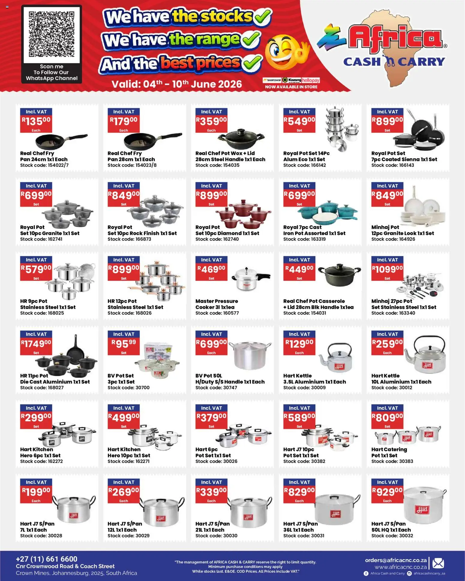 New Africa Cash & Carry catalogue – valid from 04.06.2026 | Page: 37 | Products: Kettle, Iron, Cooker, Stock