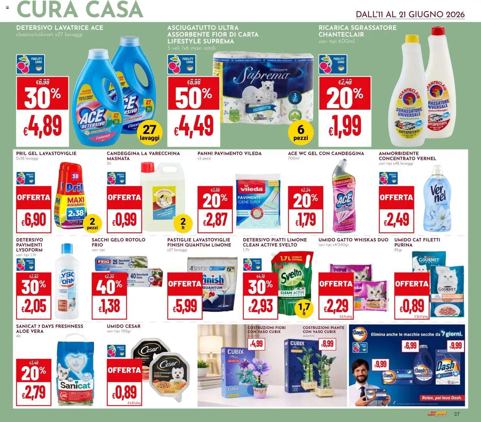 Volantino Pan del 11.06.2026 | Pagina: 27 | Prodotti: Pavimento, Lavastoviglie, Vaso, Profumo
