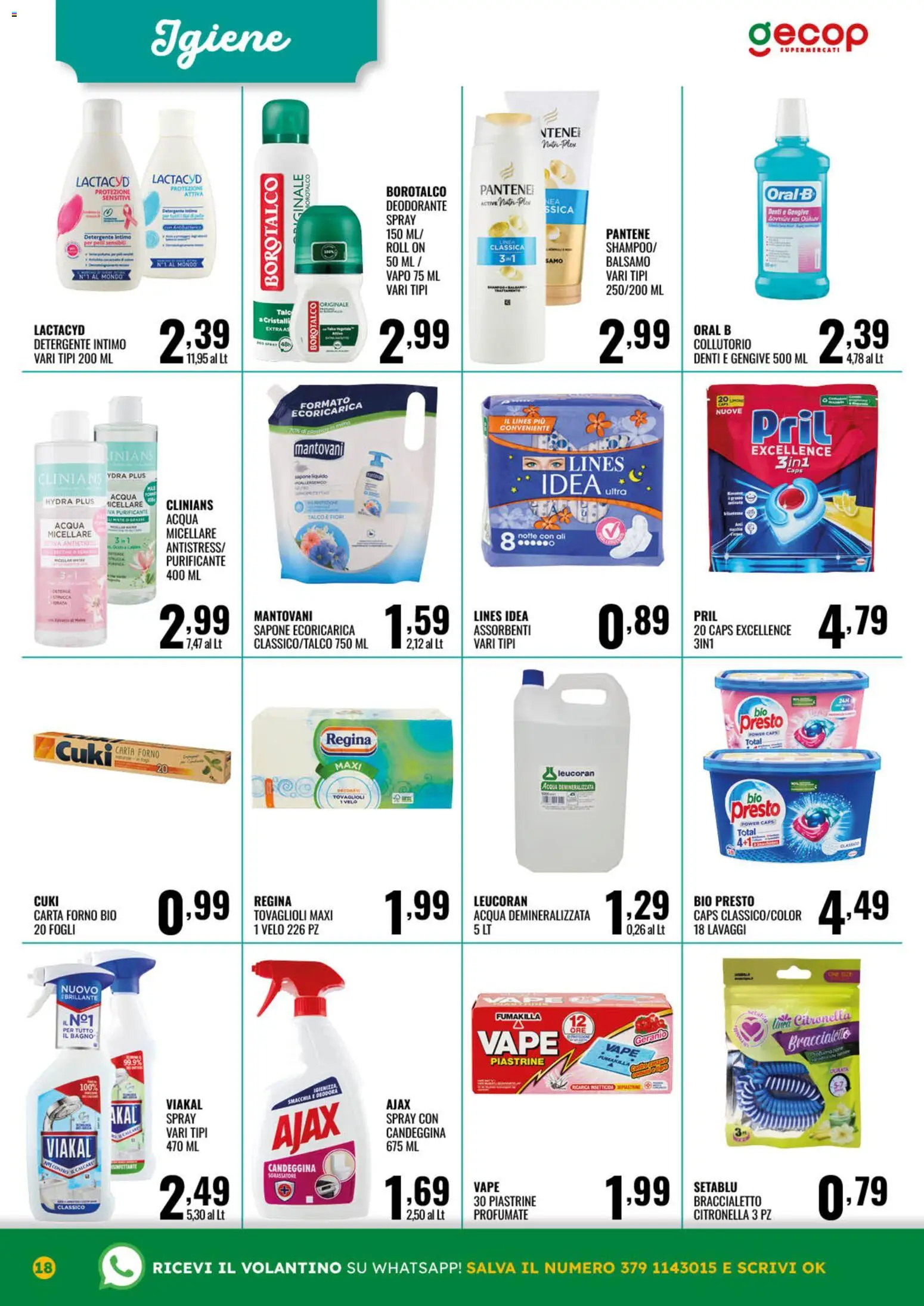 Volantino GECOP del 27/07/2026 | Pagina: 18 | Prodotti: Acqua micellare, Candeggina, Sgrassatore, Acqua