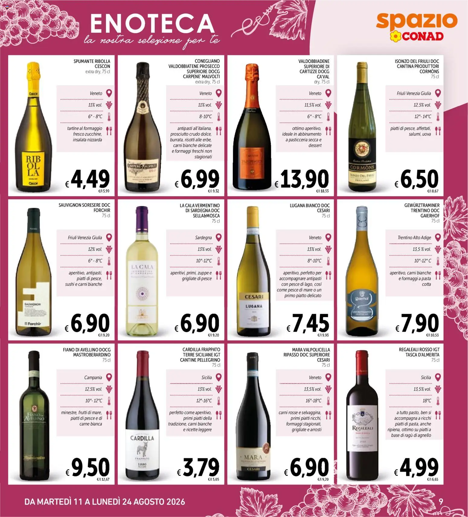 Volantino Spazio Conad del 11/08/2026 | Pagina: 9 | Prodotti: Zuppe, Insalata, Piatto, Sushi