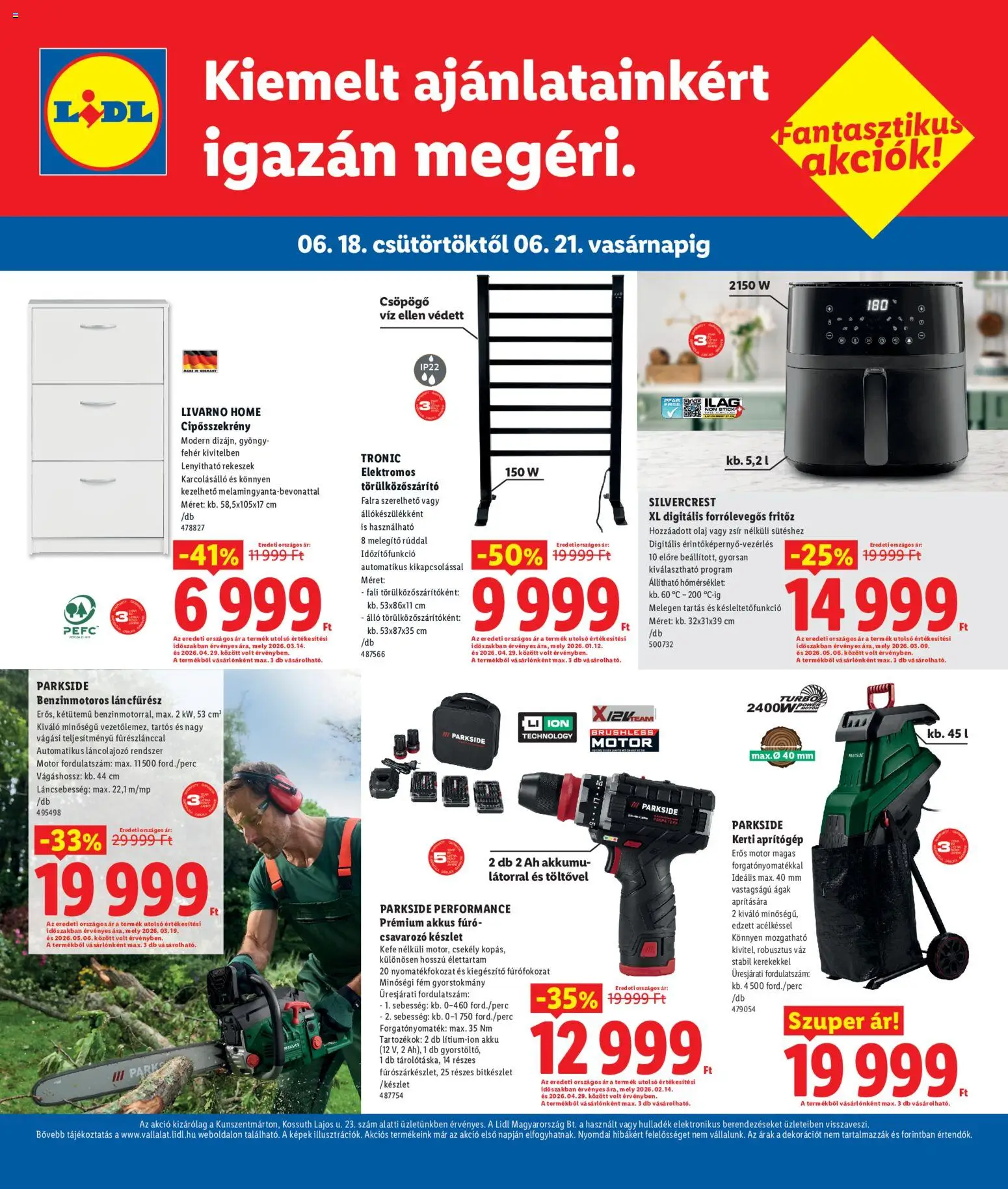 Lidl akciós ujság - amely érvényes a következő dátumtól: 18.06.2026 | Oldal: 4 | Termékek: Aprítógép, Cipősszekrény, Kefe, Csavarozó