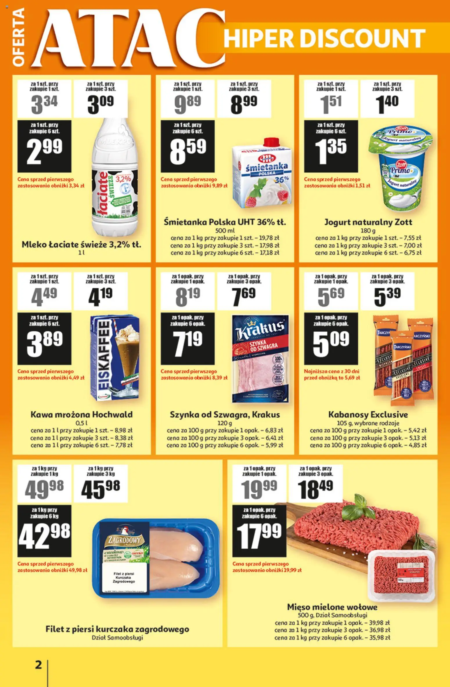 Auchan gazetka - ATAC Hiper Discount od 16.07.2026 | Strona: 2 | Produkty: Piersi, Mięso, Mięso mielone, Kawa