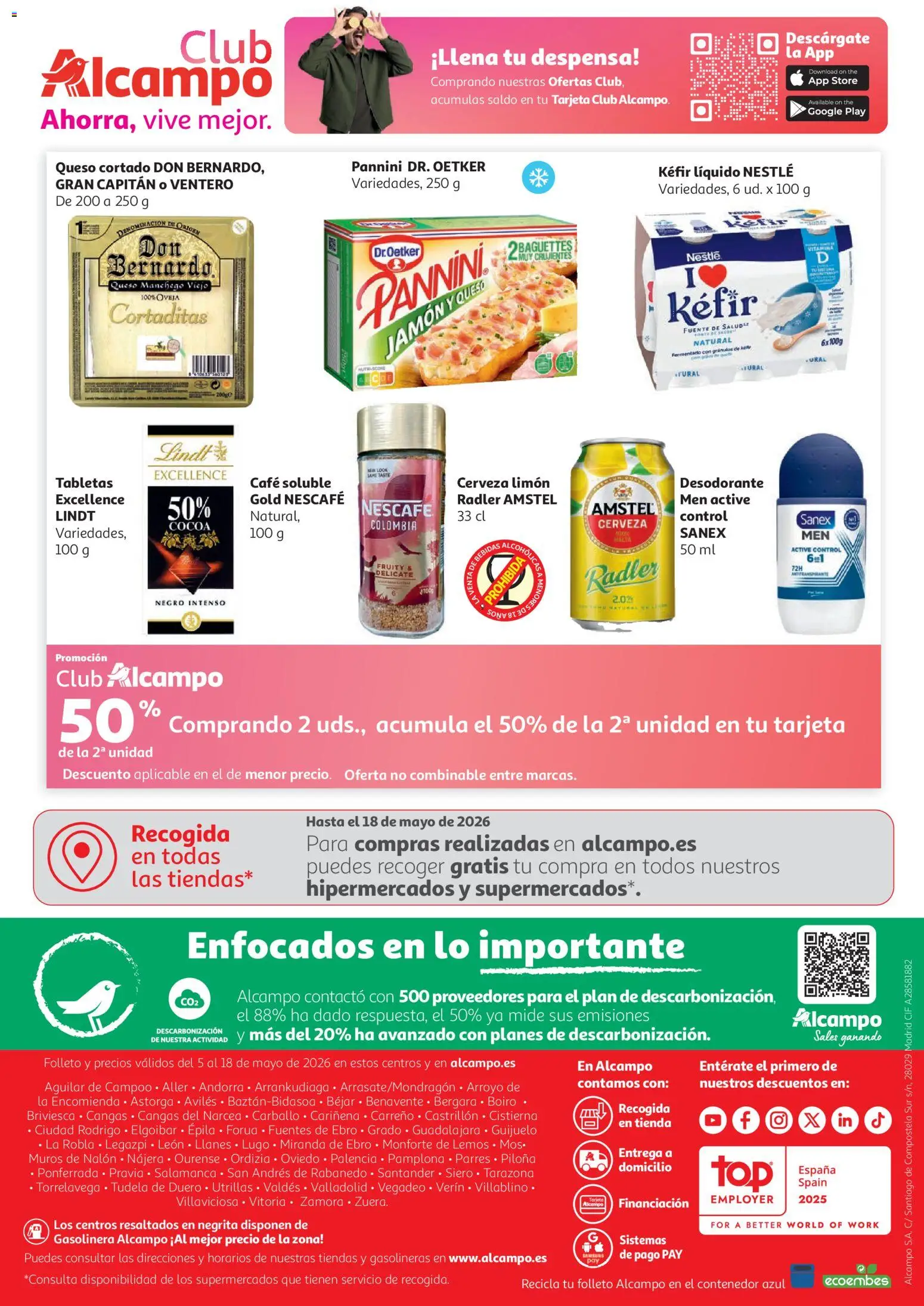 Alcampo Supermercado Nacional │ válido desde el 05.05.2026 | Página: 8 | Productos: Desodorante, Queso, Κεραία, Μηχανή καφέ