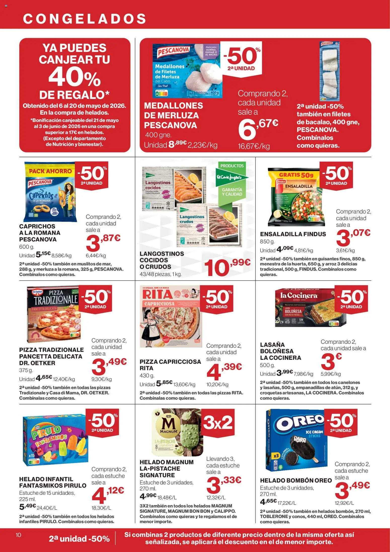Supercor folleto │ válido desde el 21.05.2026 | Página: 10 | Productos: Helado bombón, Arroz, Pasta, Canelones