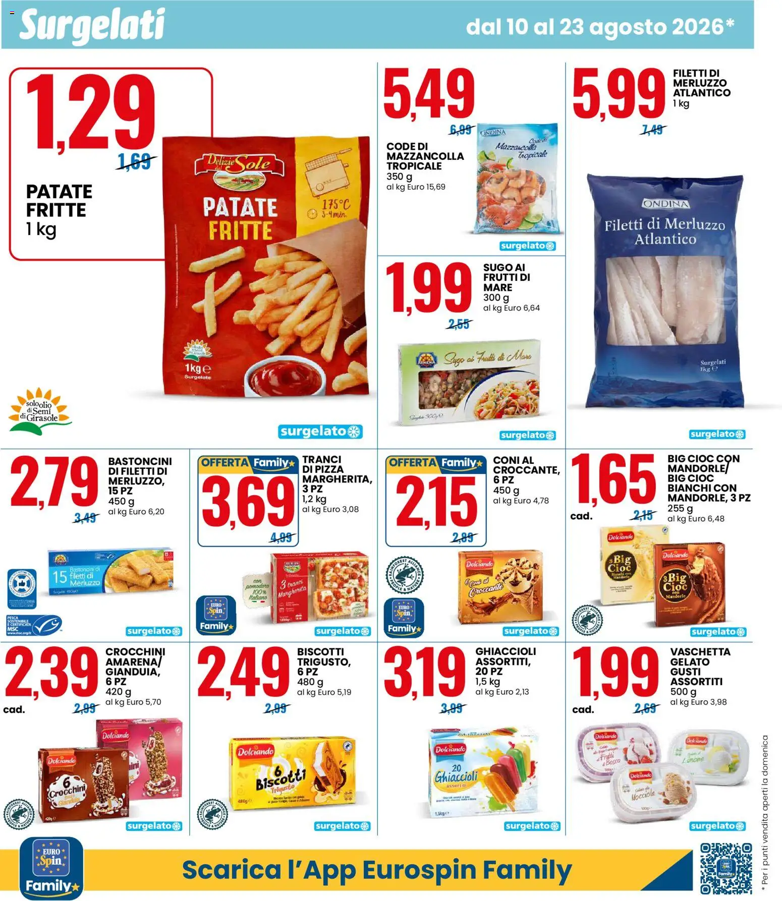 Volantino Eurospin del 10/08/2026 | Pagina: 6 | Prodotti: Ghiaccioli, Biscotti, Filetto, Limone