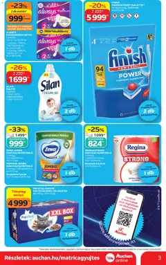 Auchan Szupermarket akciós újság - amely érvényes a következő dátumtól: 18.06.2026 | Oldal: 3 | Termékek: Papírtörlő, Mosogatógép, Öblítő, Mosogatógép tabletta