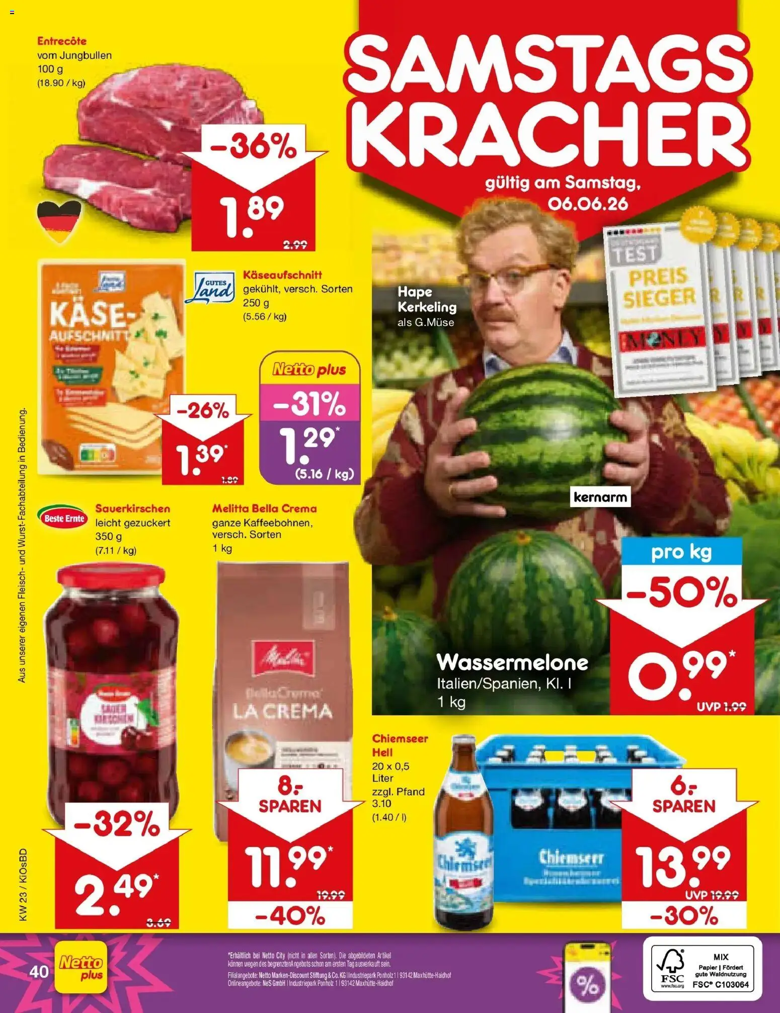Netto Marken-Discount Prospekt Mistelbach – gültig ab 01.06.2026 | Seite: 56 | Produkte: Melitta, Käse, Entrecote, Fleisch