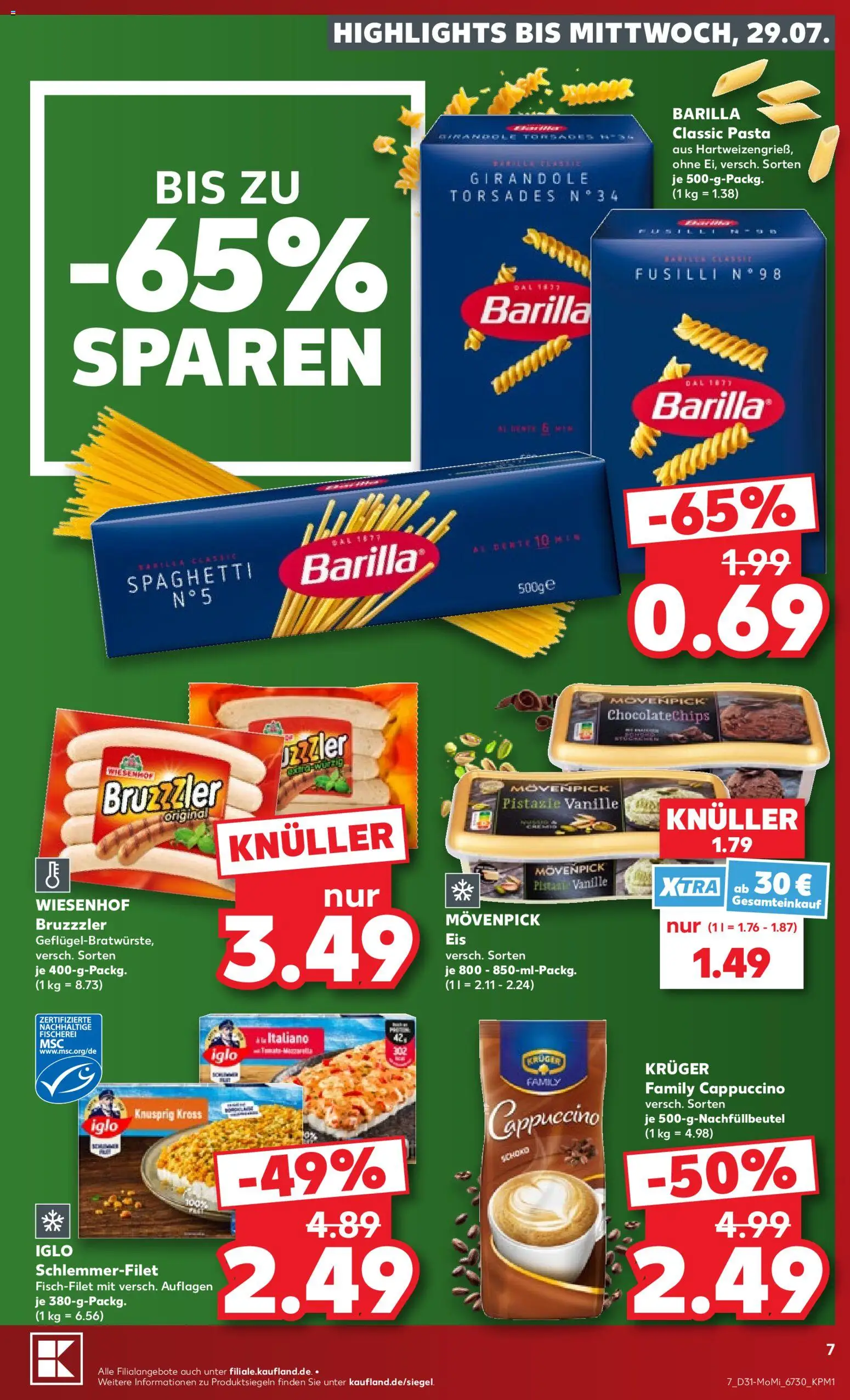 Kaufland Prospekt Leipzig – gültig ab 27.07.2026 | Seite: 7 | Produkte: Barilla, Iglo, Pasta