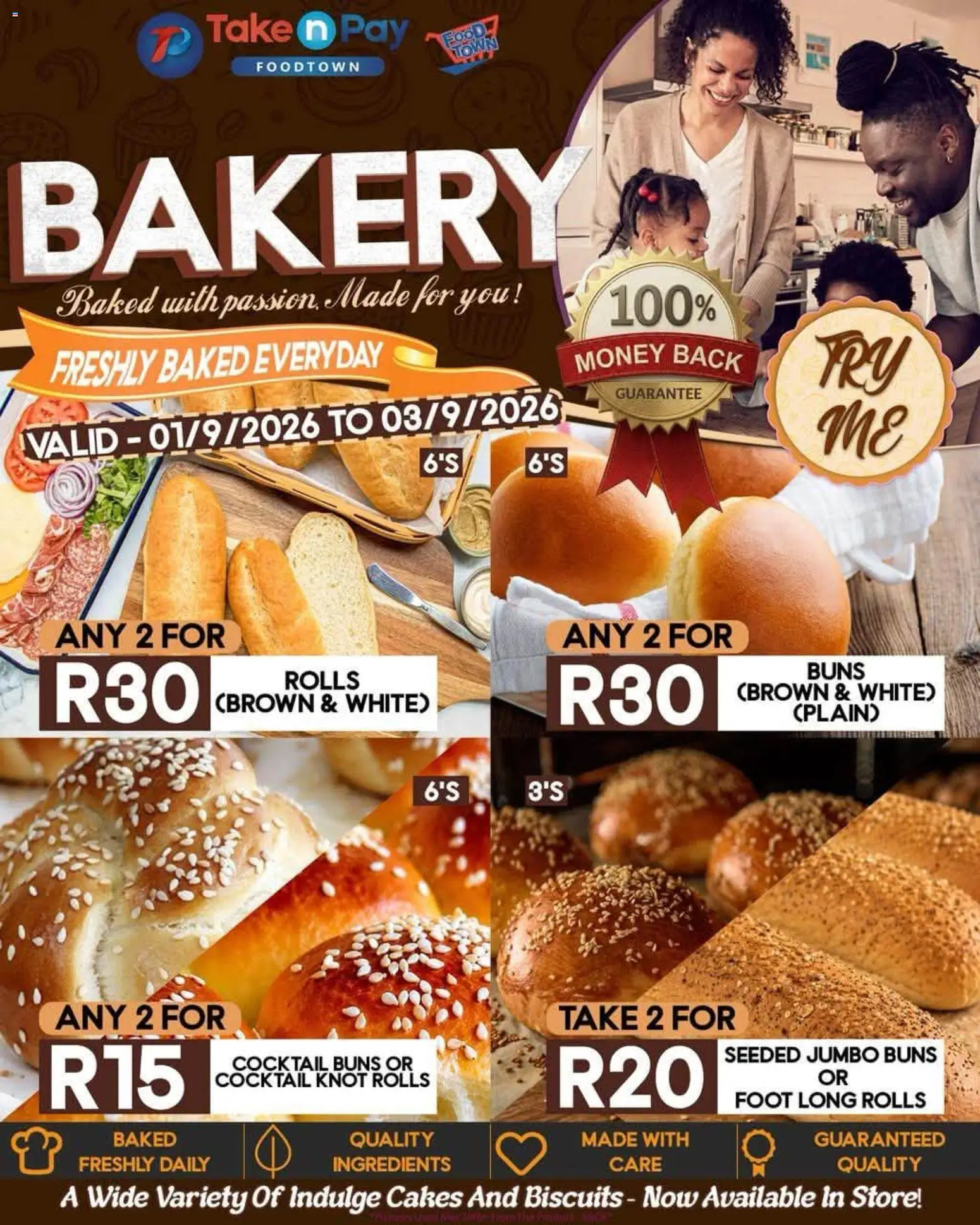 New Take n Pay catalogue – valid from 01/09/2026 | Page: 9 | Products: Bakery, Ingredients, Buns, Biscuits