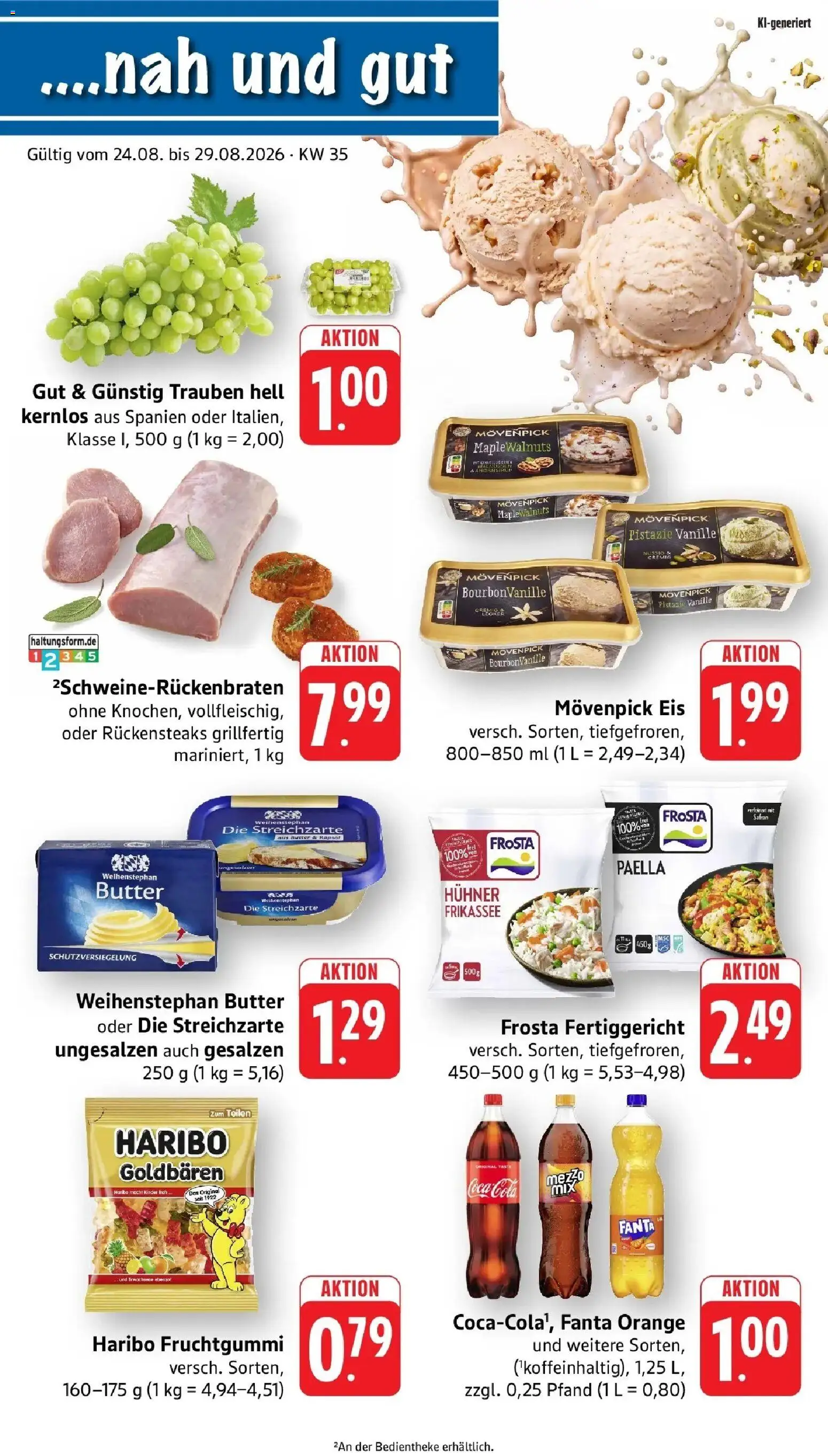 nah & gut Prospekt Offenburg-Zunsweier – gültig ab 24.08.2026 | Seite: 1 | Produkte: Fanta, Haribo, Trauben, Vanille