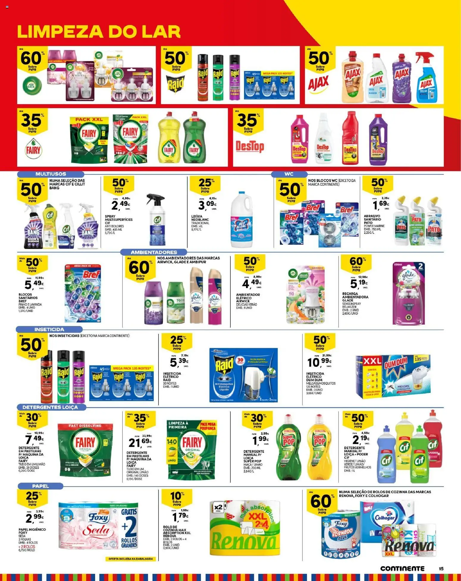 Continente Madeira │ válido de 25/08/2026 | Página: 15 | Produtos: Papel higiénico, Pato, Inseticida, Detergente