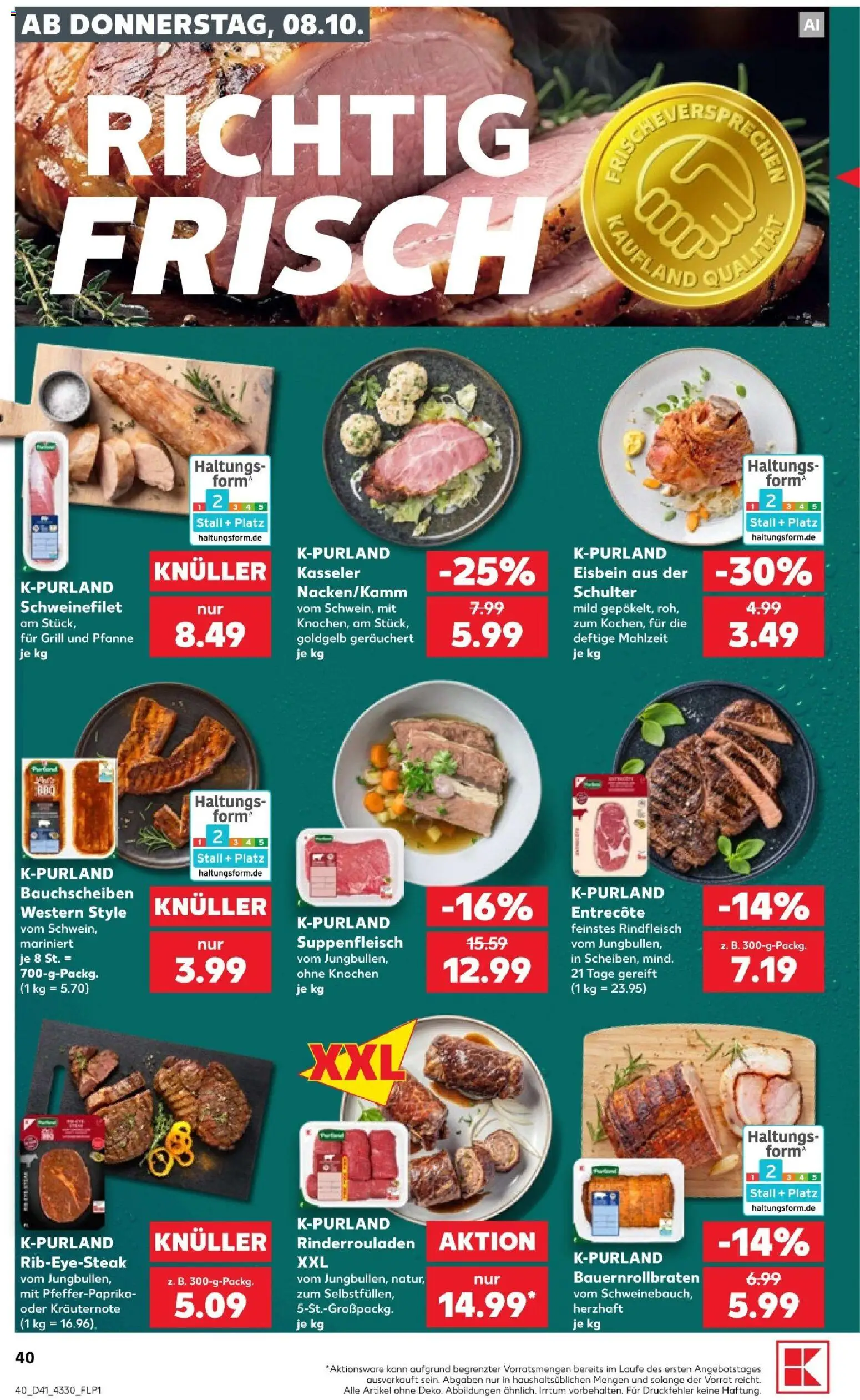 Kaufland Prospekt Potsdam – gültig ab 08.10.2026 | Seite: 42 | Produkte: Rinderrouladen, Grill, Schweinefilet, Rindfleisch