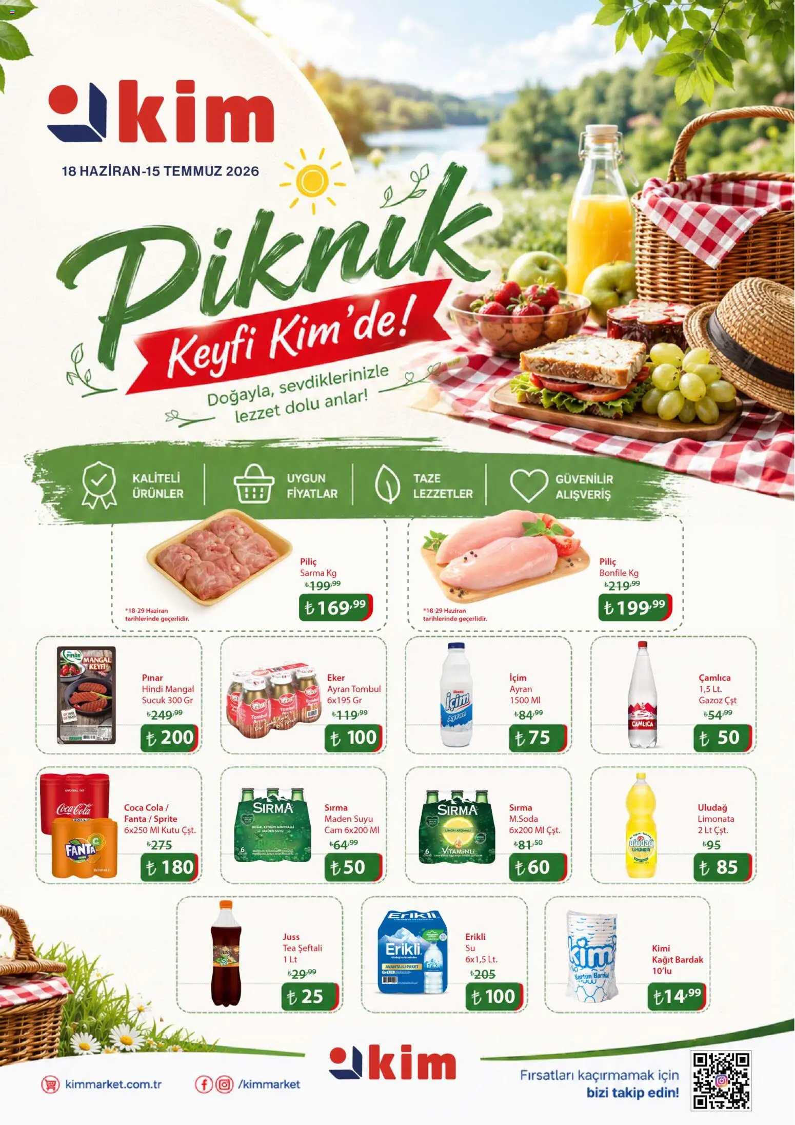 Kim Market - Piknık Insert - 18.06.2026 tarihinden itibaren geçerlidir | Sayfa: 1 | Ürünler: Erik, Zselatin, Piliç, Fanta