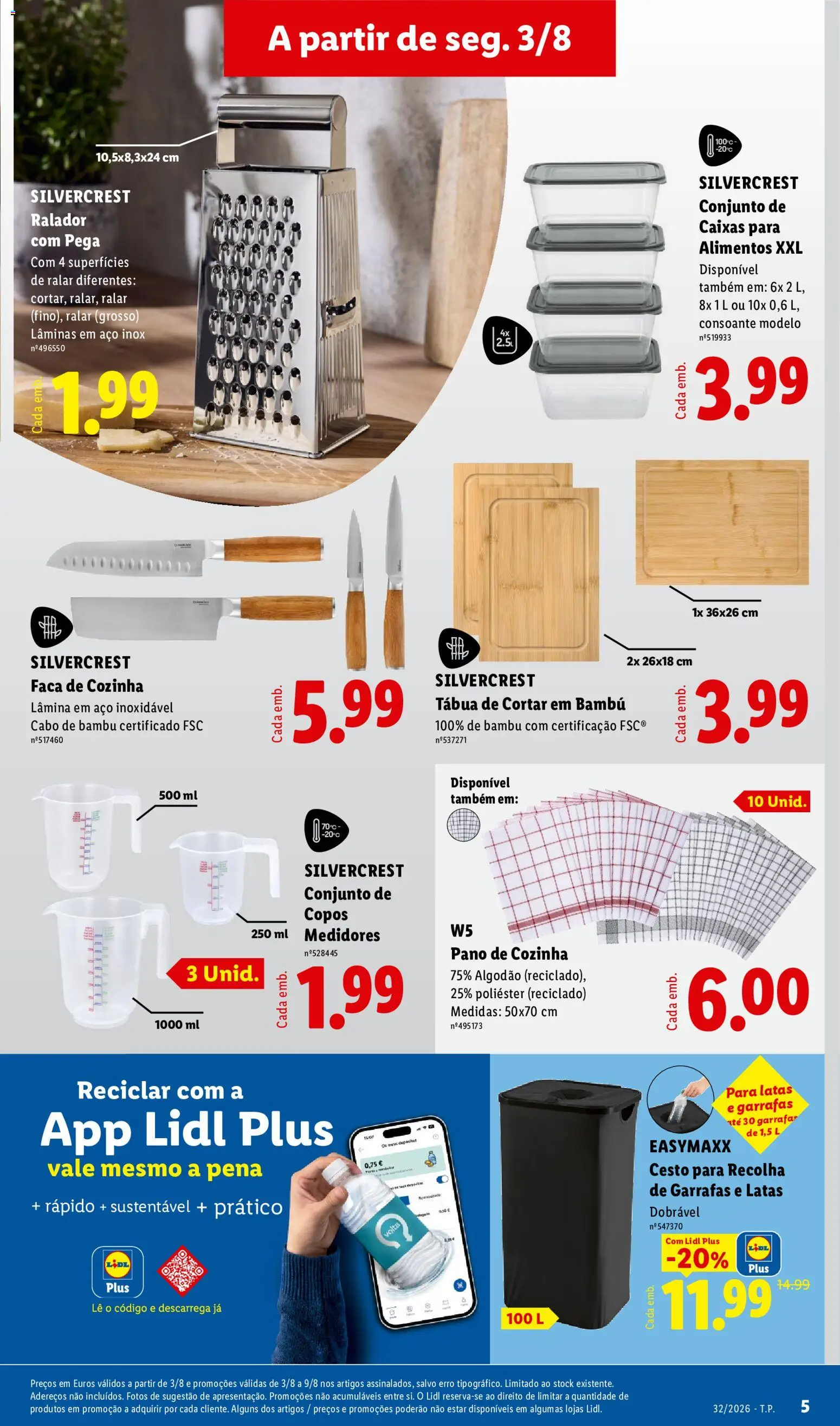 Lidl Novidades │ válido de 03/08/2026 | Página: 5 | Produtos: Tábua, Copos, Faca, Ralador