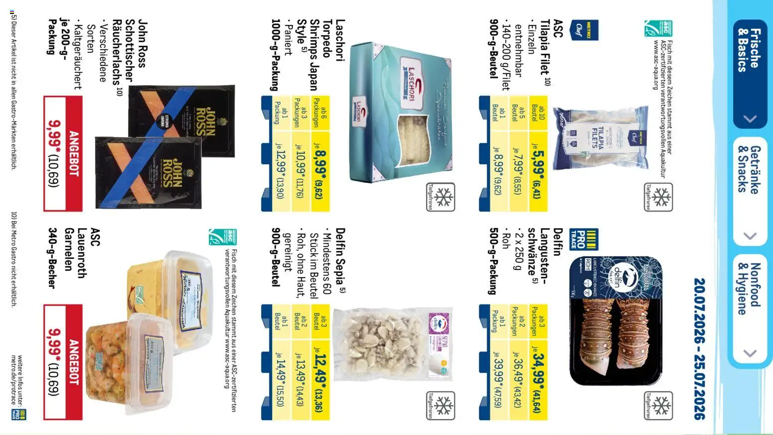 Metro Prospekt – gültig ab 20.07.2026 | Seite: 8 | Produkte: Spezialitäten, Garnelen, Fisch, Räucherlachs