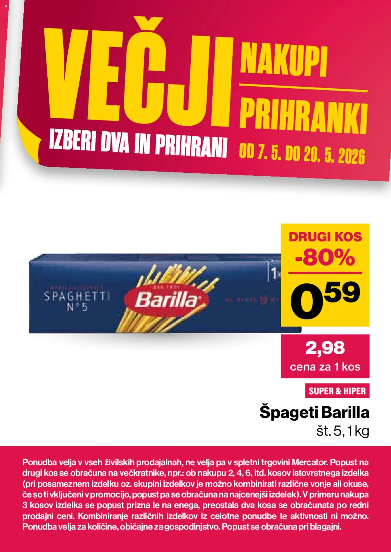 Novi Mercator katalog ponudbe – veljaven od 07.05.2026 | Stran: 48 | Izdelki: Kos, Spageti