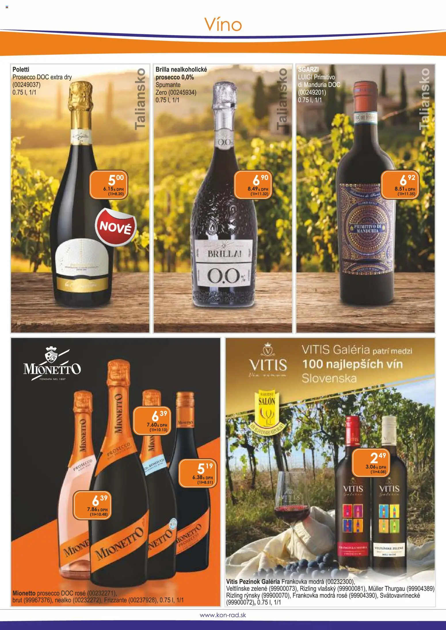 Nové KON - RAD akcie – leták je platný od 01.11.2026 | Strana: 26 | Produkty: Víno, Prosecco, Mionetto Prosecco