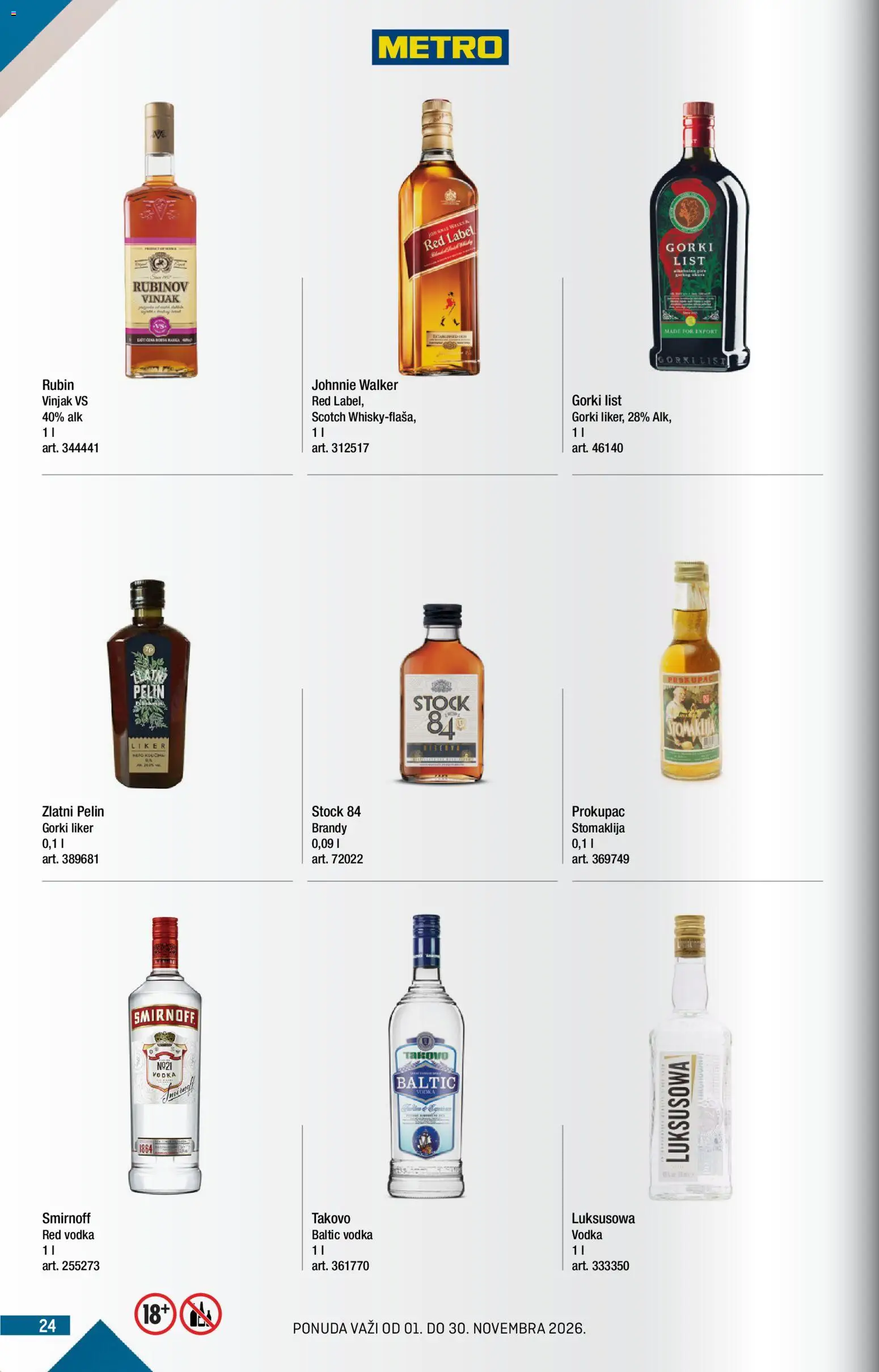 Metro katalog - važi od 01.11.2026 | Strana: 24 | Proizvode: Liker, List, Vodka