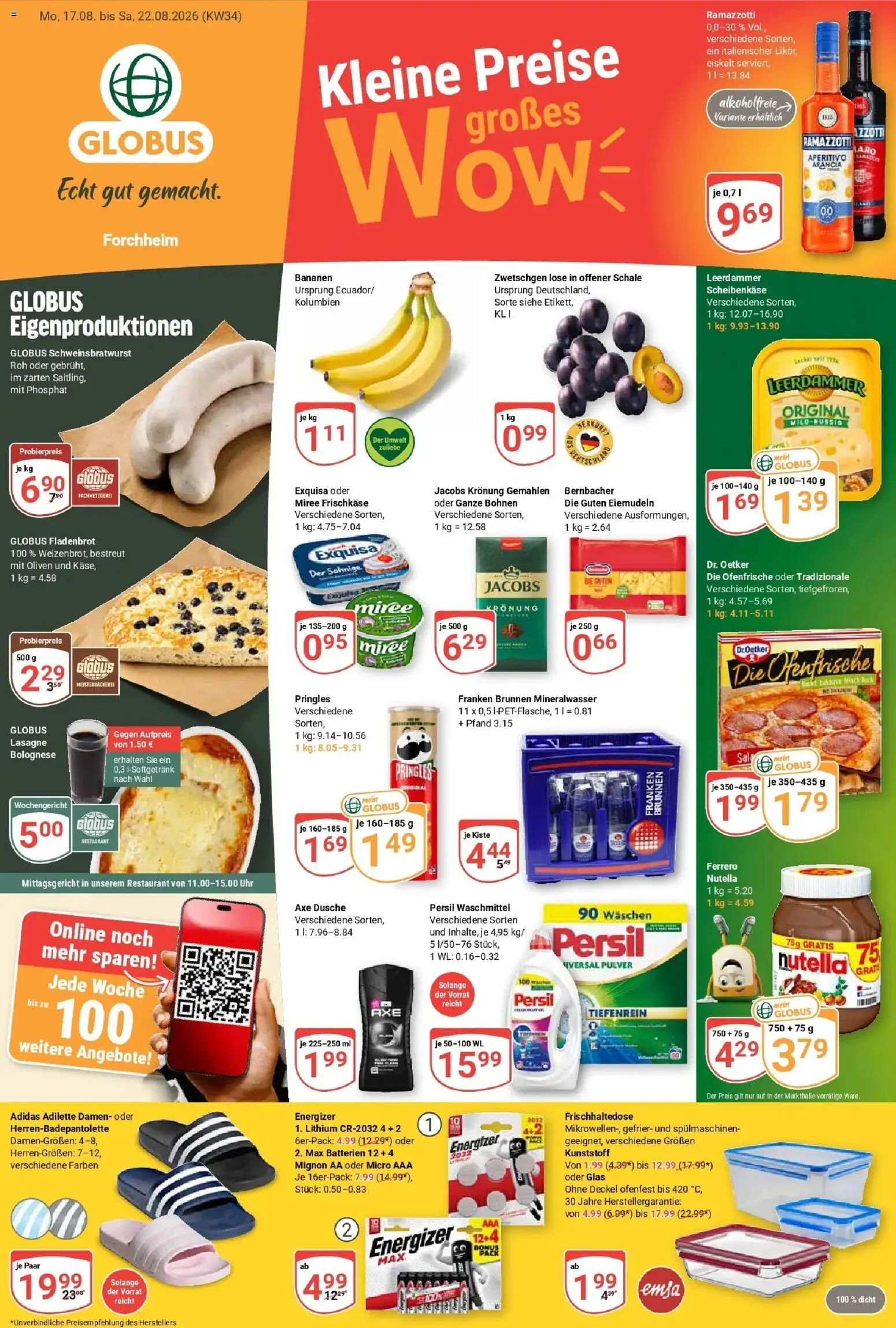Globus Prospekt Forchheim (ab 17.08.2026) » Angebote online | Seite: 1 | Produkte: Dusche, Zwetschgen, Nutella, Exquisa
