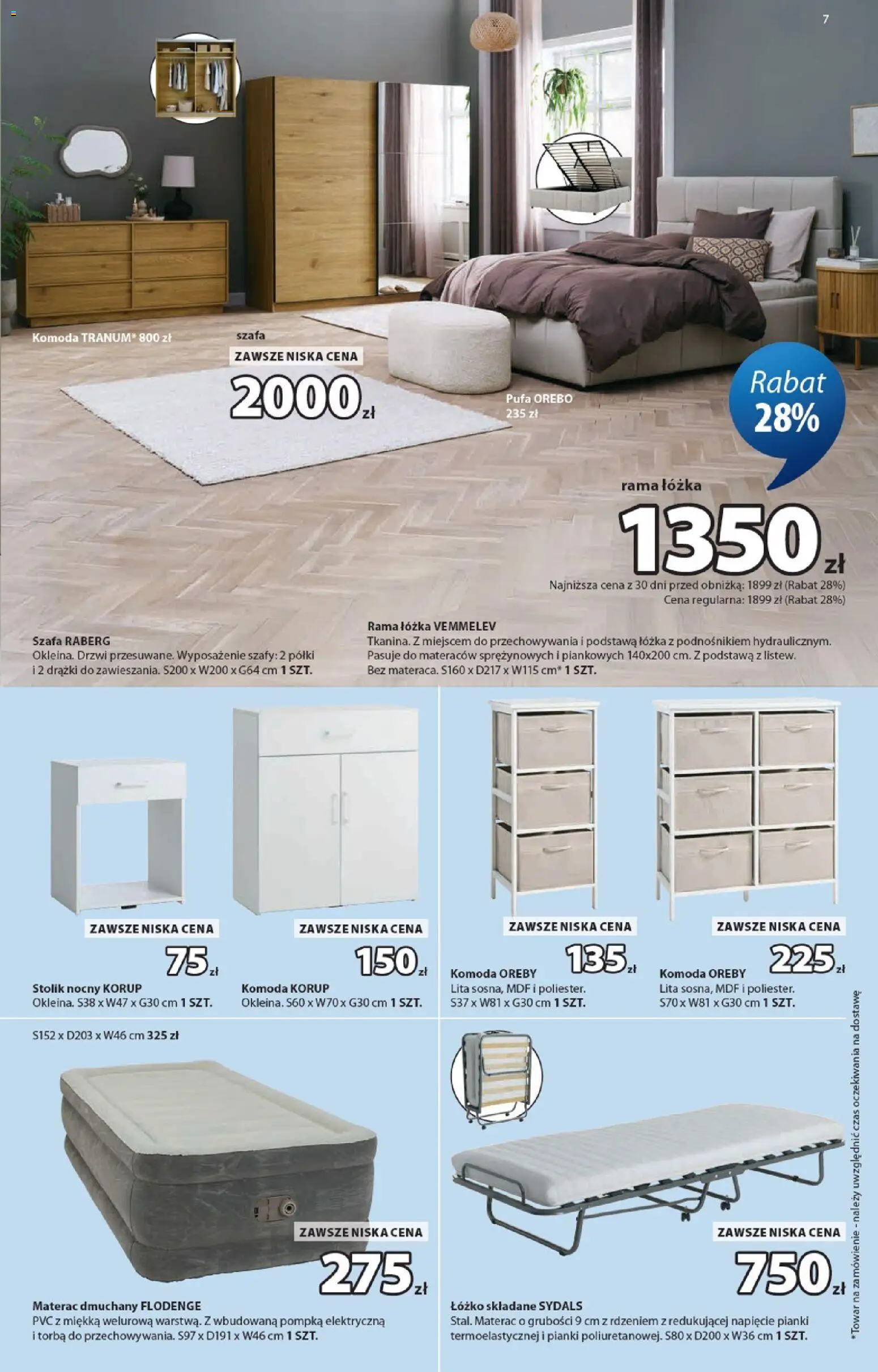 JYSK gazetka od 23.09.2026 | Strona: 7 | Produkty: Torba, Stolik nocny, Pianki, Materac dmuchany