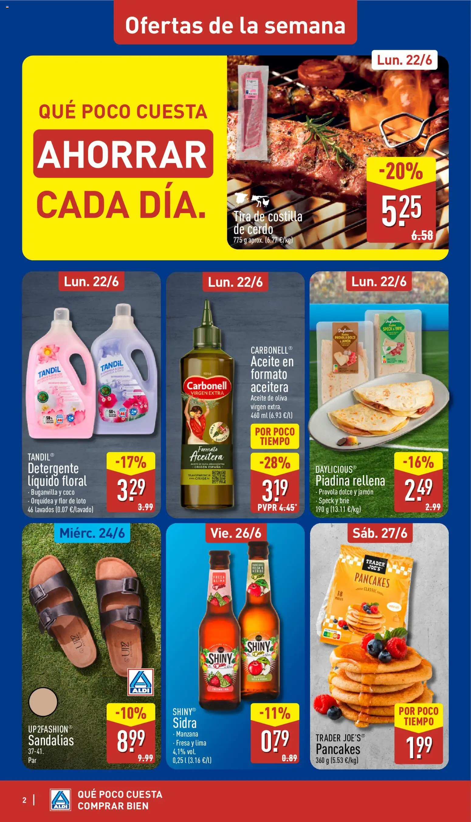 Aldi folleto Península │ válido desde el 22.06.2026 | Página: 2 | Productos: Lima, Τυρόπιτα, Aceite de oliva virgen extra, Costilla de cerdo