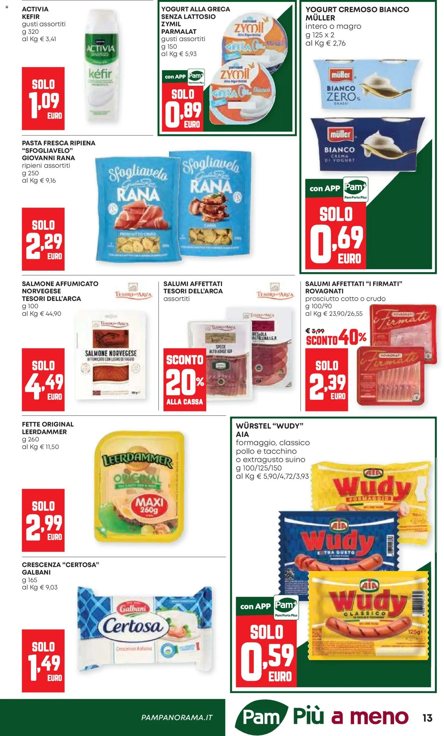 Volantino Panorama del 24/09/2026 | Pagina: 13 | Prodotti: Pollo, Salmone, Yogurt cremoso, Senza lattosio