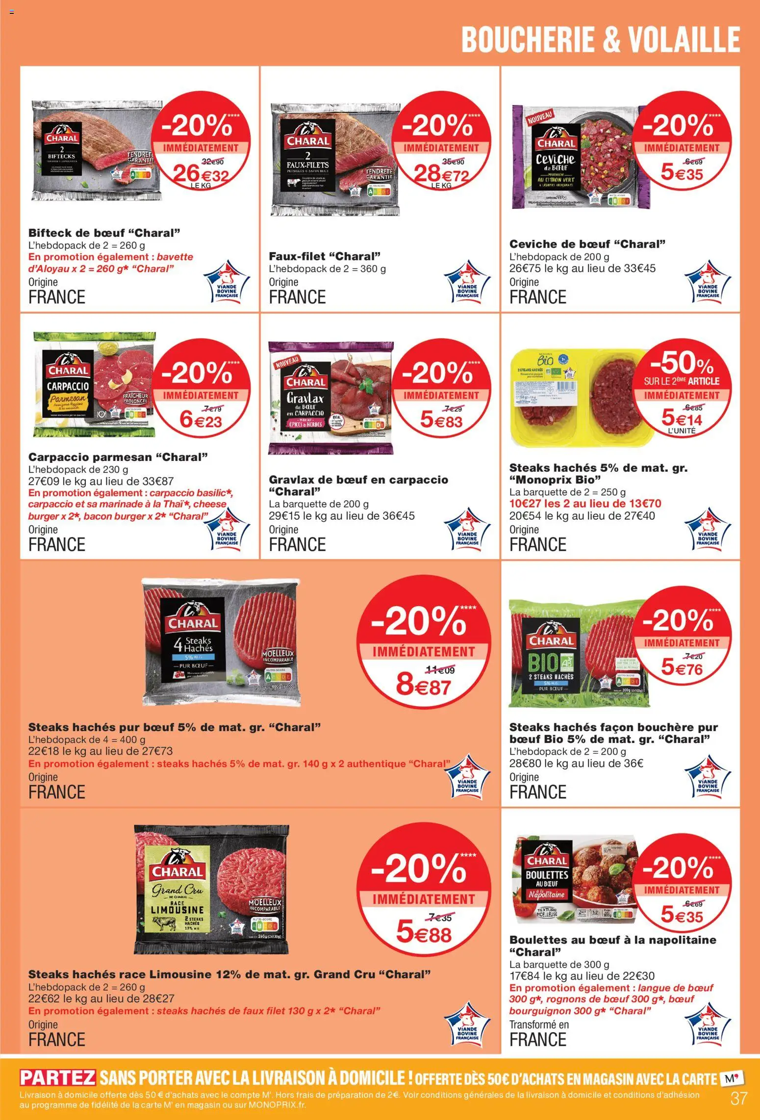 {H1} | Page: 37 | Produits: Volaille, Bacon, Viande, Carpaccio