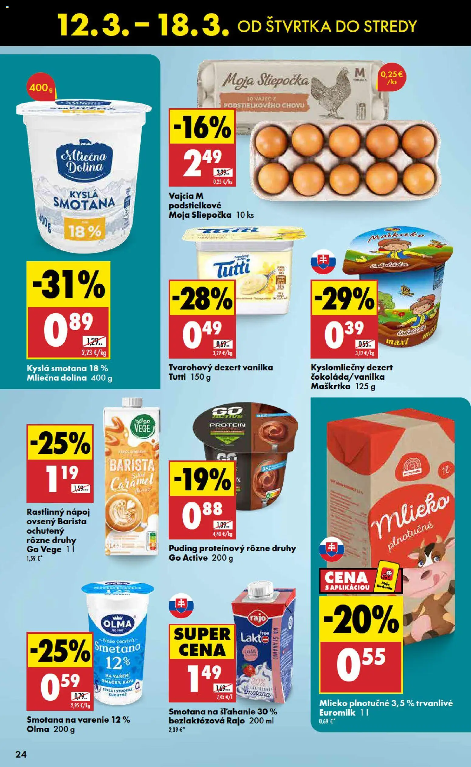 Nové Biedronka akcie – leták je platný od 12.03.2026 | Strana: 24 | Produkty: Vajcia, Barista, Kuchyne, Smotana na šľahanie