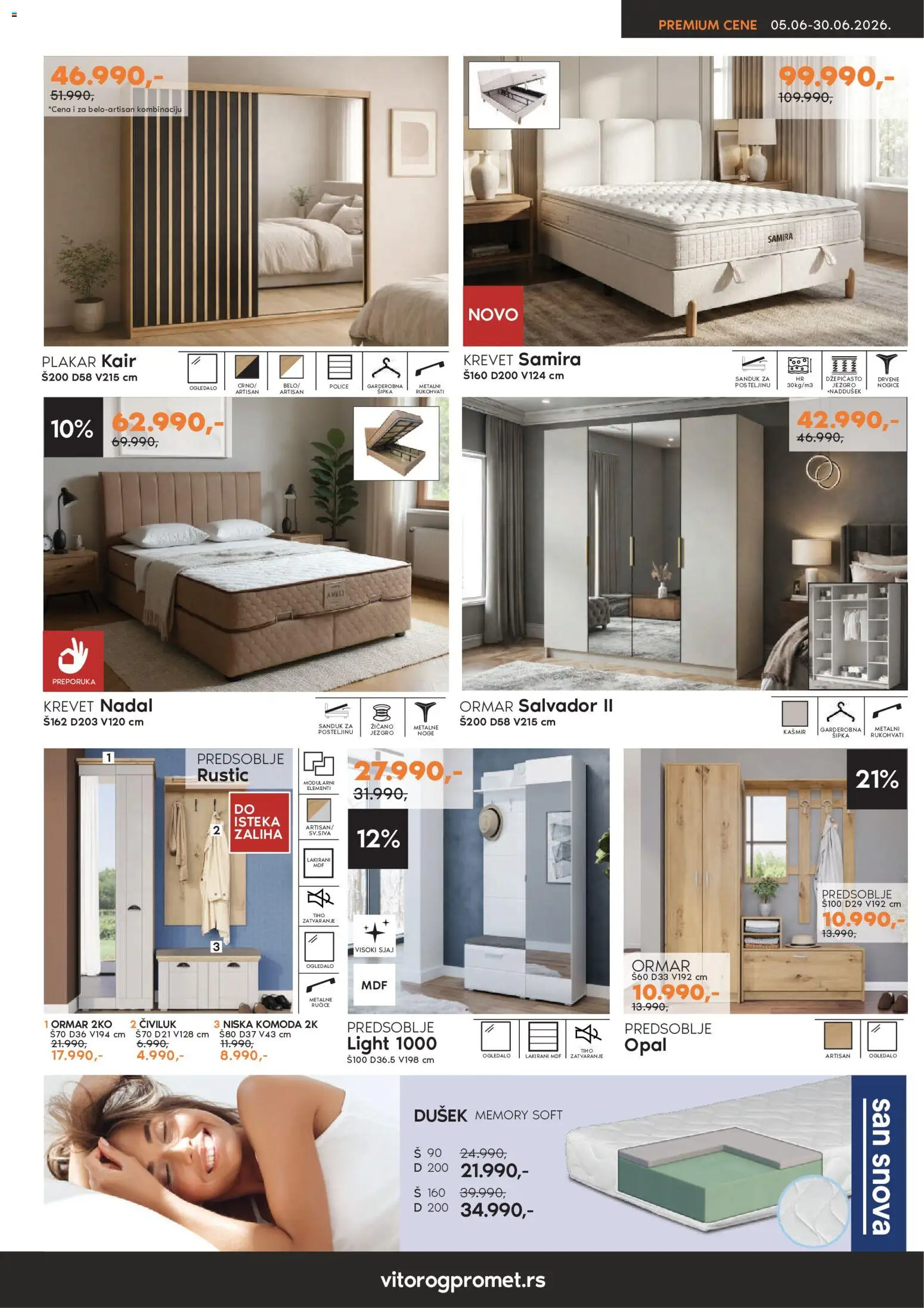 Vitorog katalog - važi od 05.06.2026 | Strana: 7 | Proizvode: Dušek, Komoda, Ormar, Civiluk