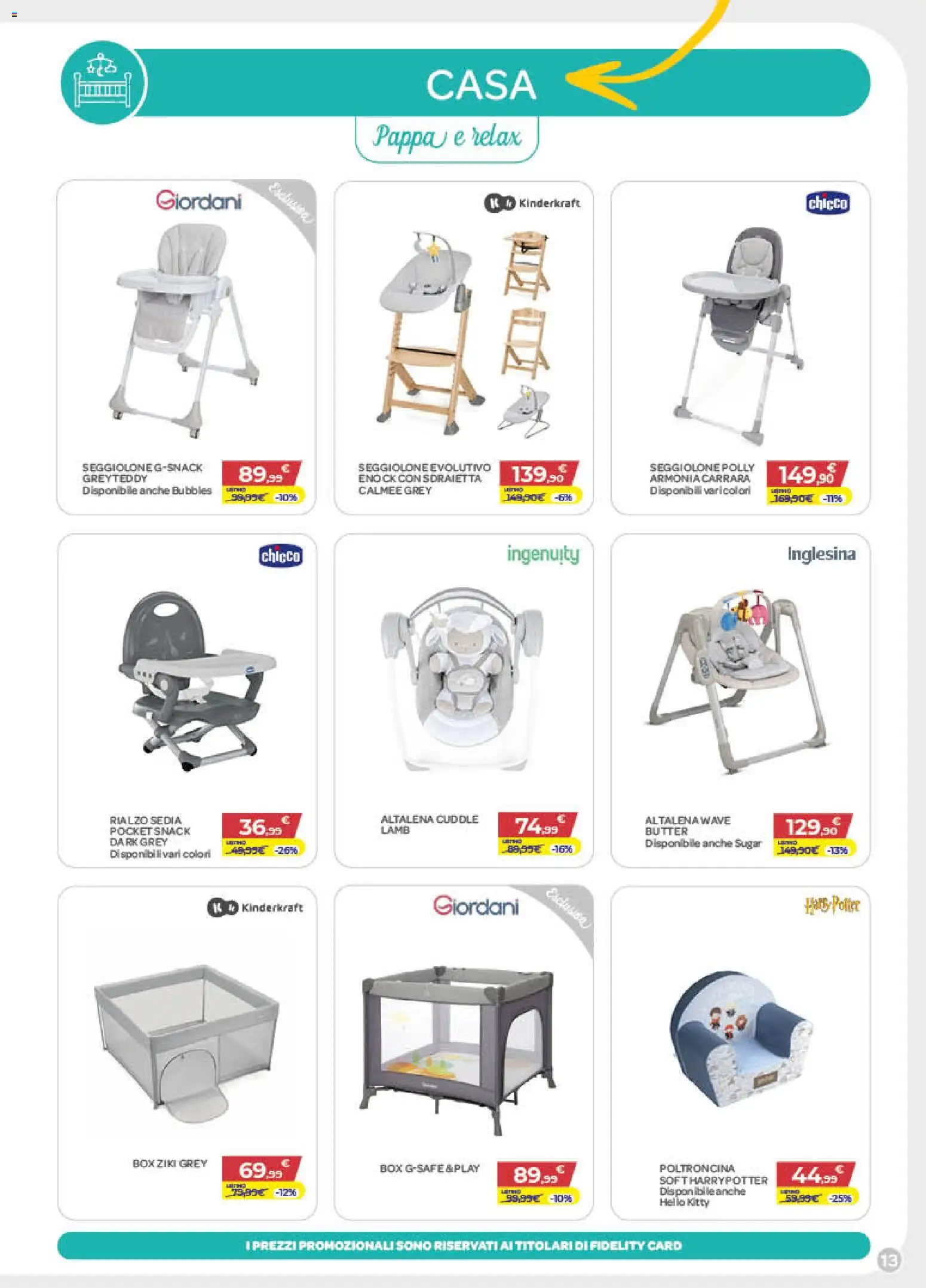 Volantino Bimbo store del 27/08/2026 | Pagina: 13 | Prodotti: Altalena, Sedia