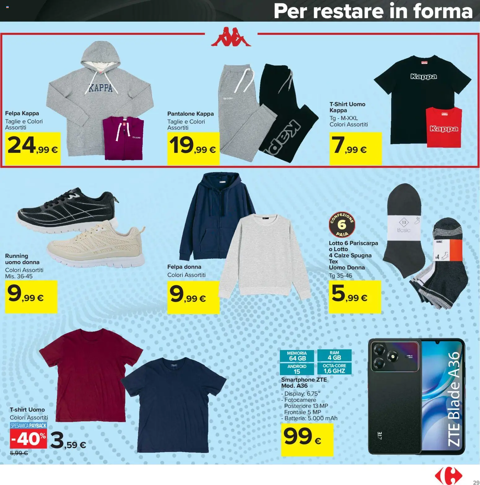 Volantino Carrefour del 15/09/2026 | Pagina: 29 | Prodotti: Spugna, Felpa, Smartphone, Batteria