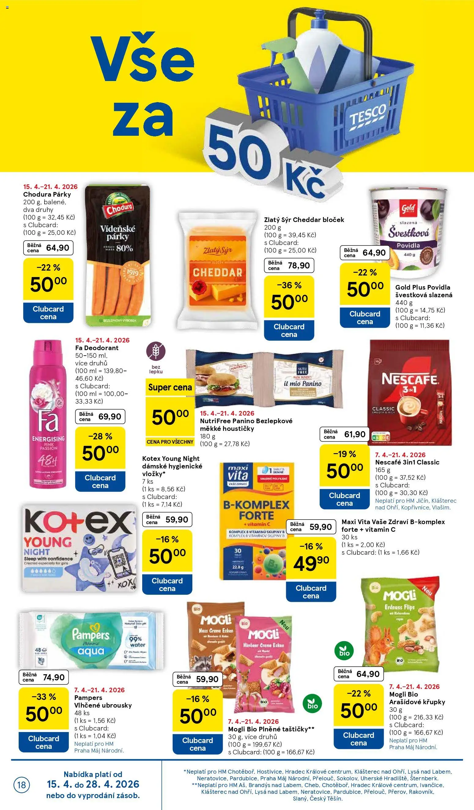 Tesco leták - Hypermarket od 15.04.2026 | Strana: 18 | Produkty: Vitamin c, Sýr, Vídeňské párky, Povidla