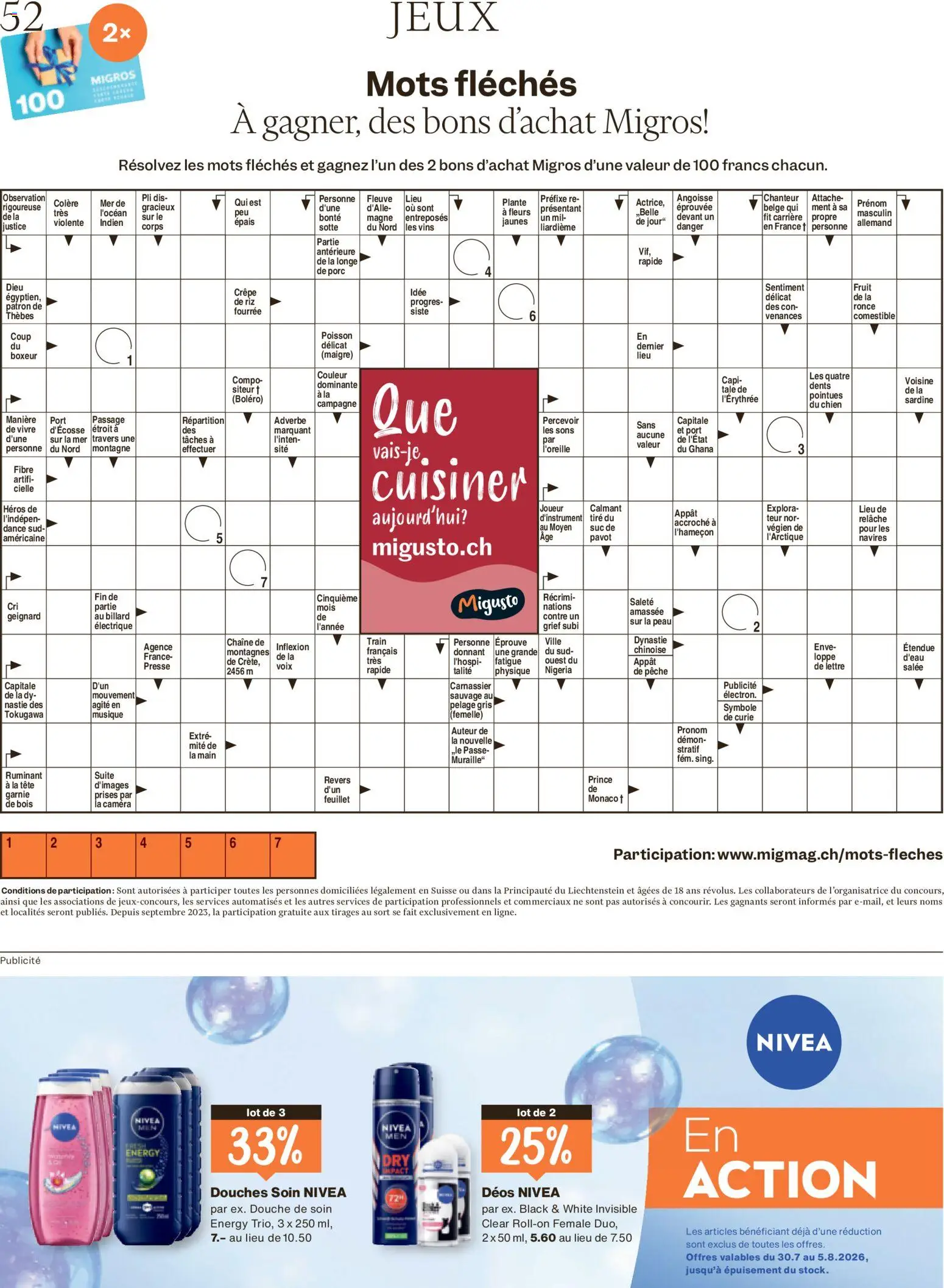 Migros aktionen Magazine FR – gültig ab 29.07.2026 | Seite: 52 | Produkte: Deodorant, Shower Gel, Presse, Bolero